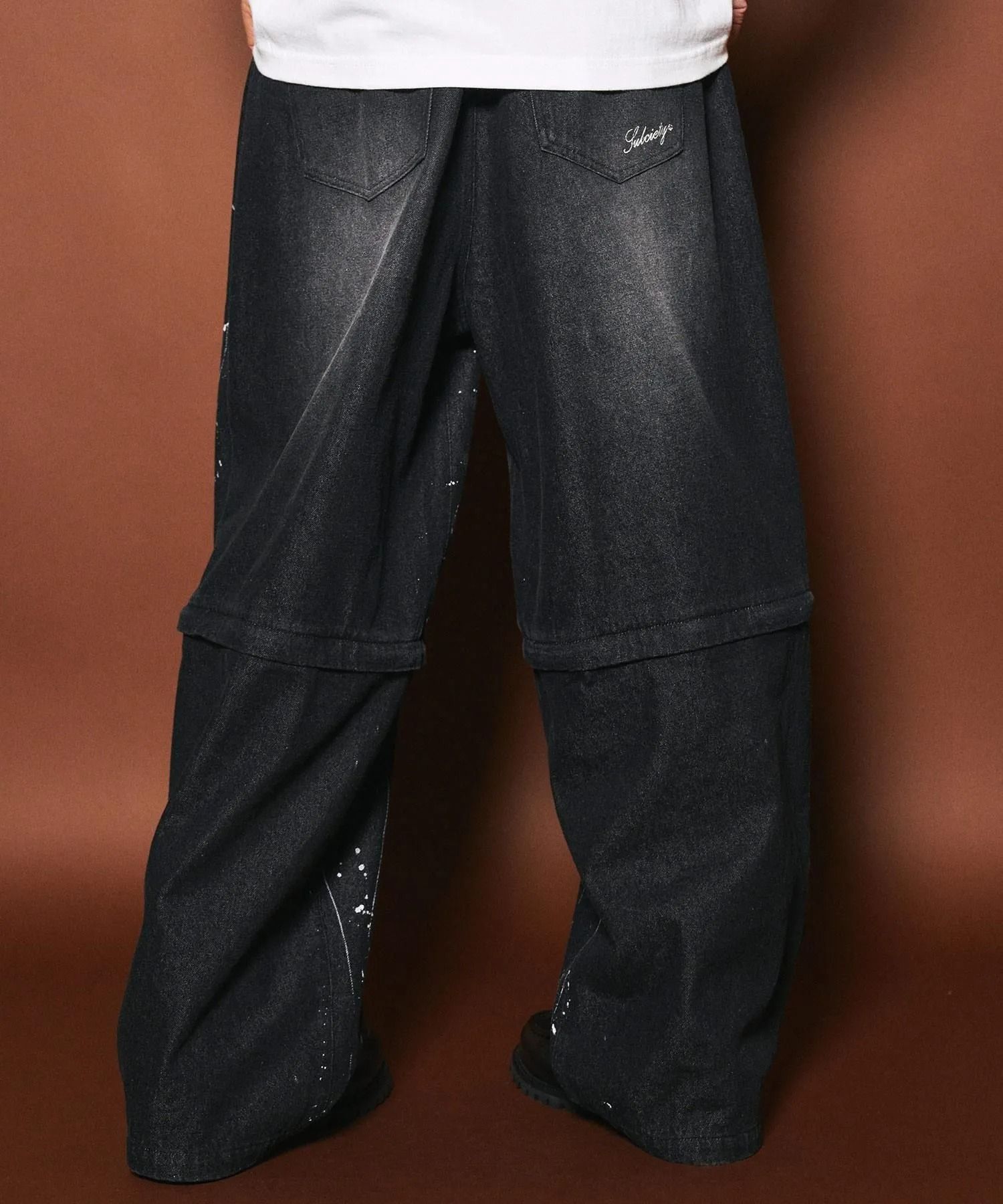 Painted 2way denim pants