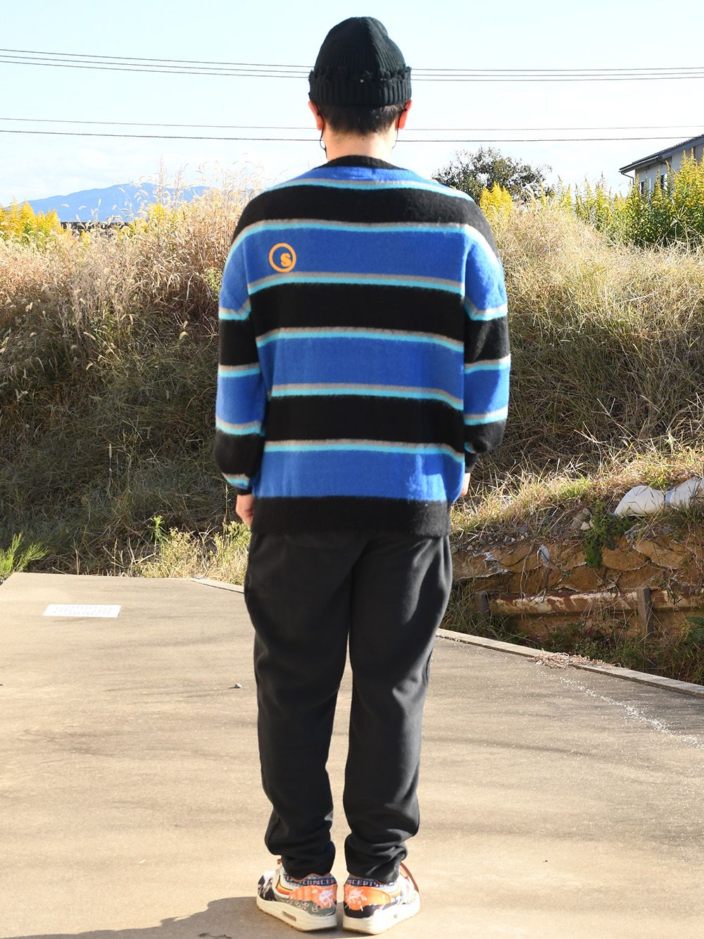 sd boarder stripe over size crew knit