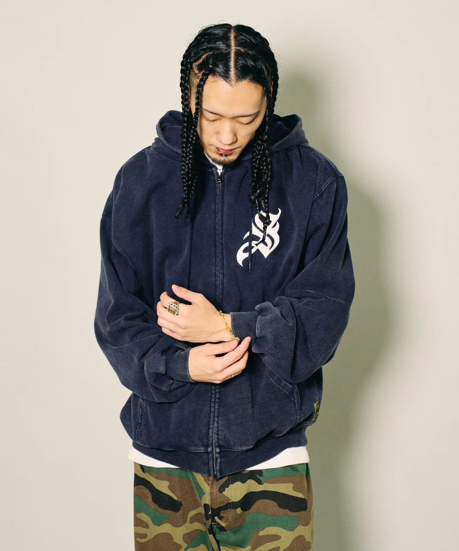 Fade wash zip hoodie
