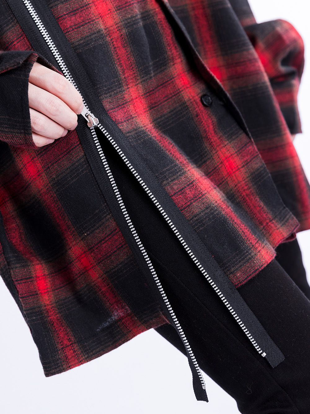 Split Zip Flannel Shirt
