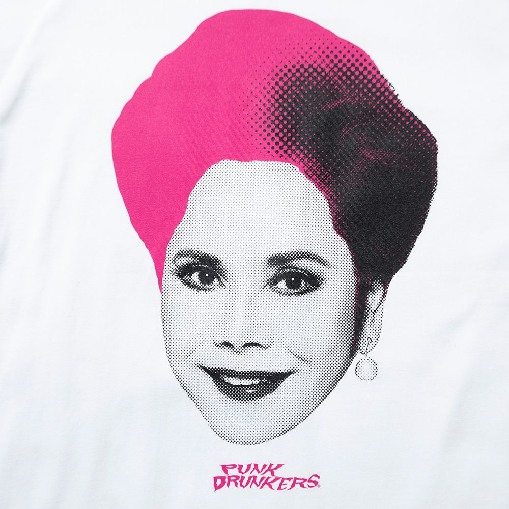 パンクドランカーズ x デヴィ・スカルノ カラフルヘアー夫人TEE 白S PUNK DRUNKERS - ［PDSxデヴィ・スカルノ］ カラフルヘアー夫人