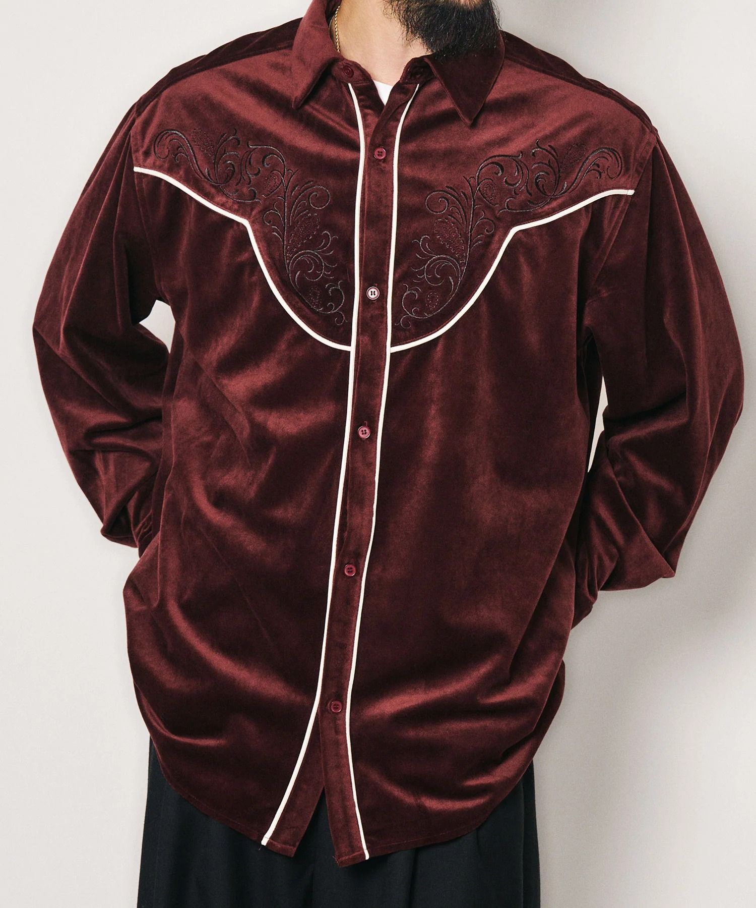 Embroidered velour western shirt