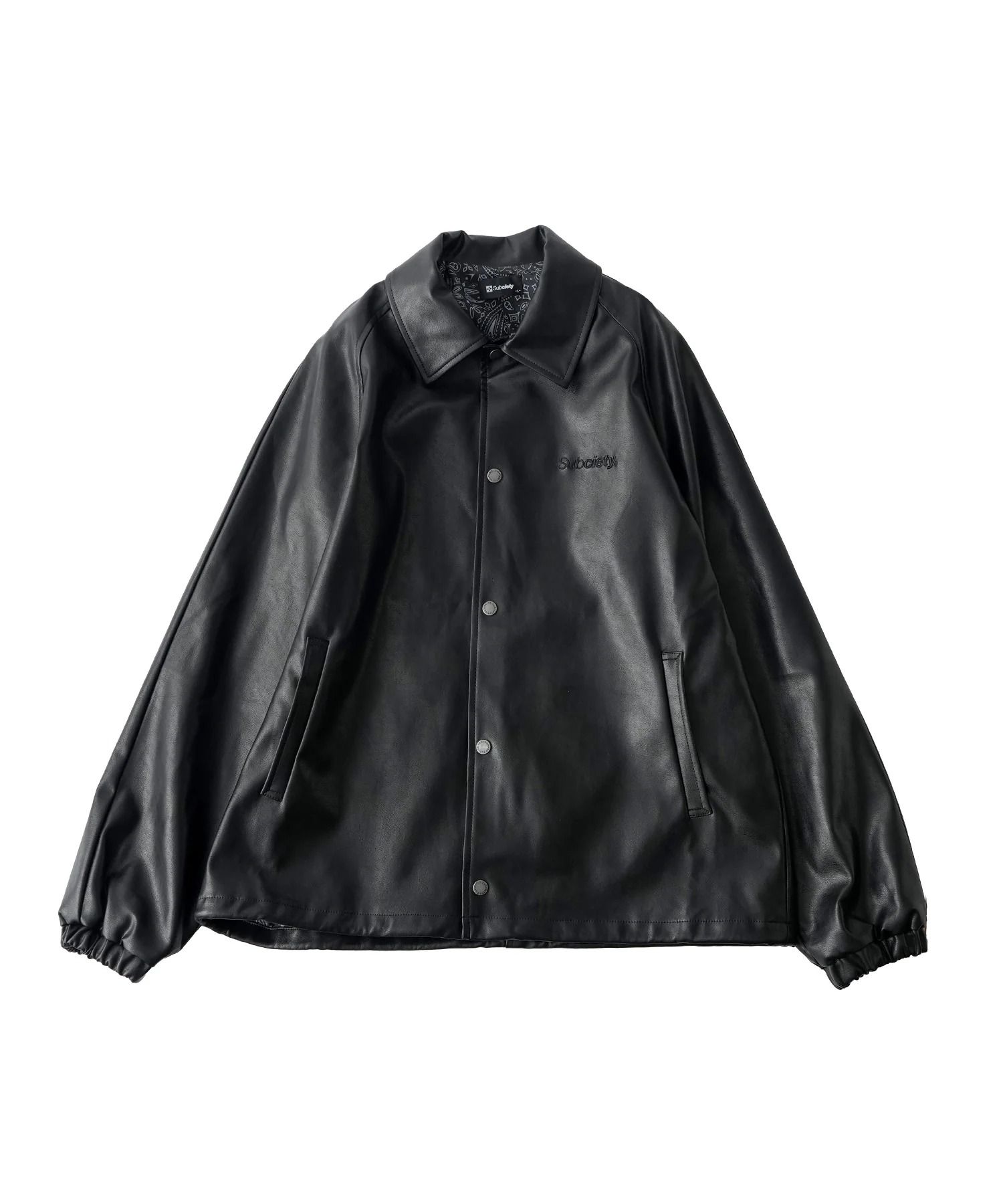 Faux leather coach jacket