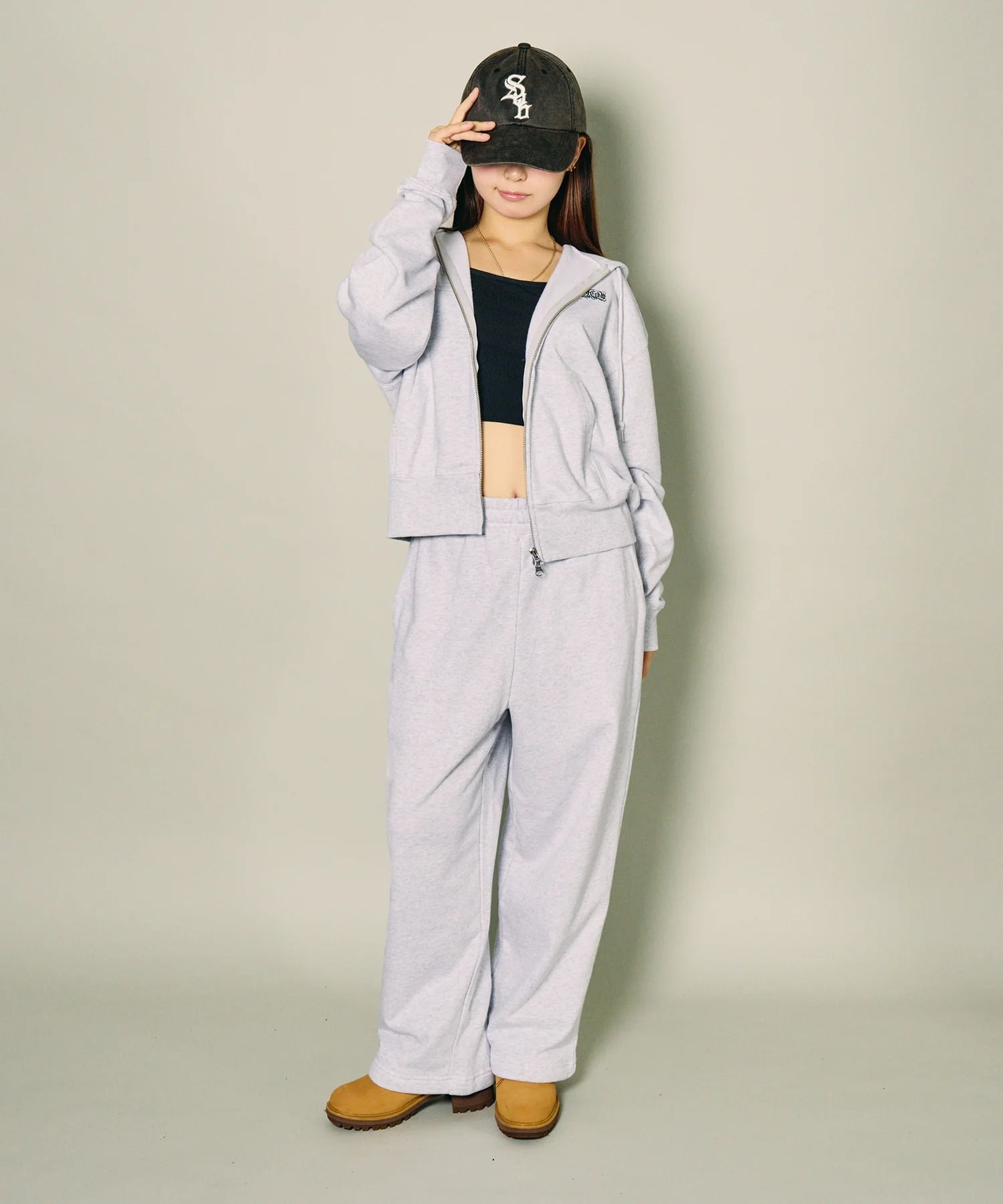 Boxy double zip up hoodie