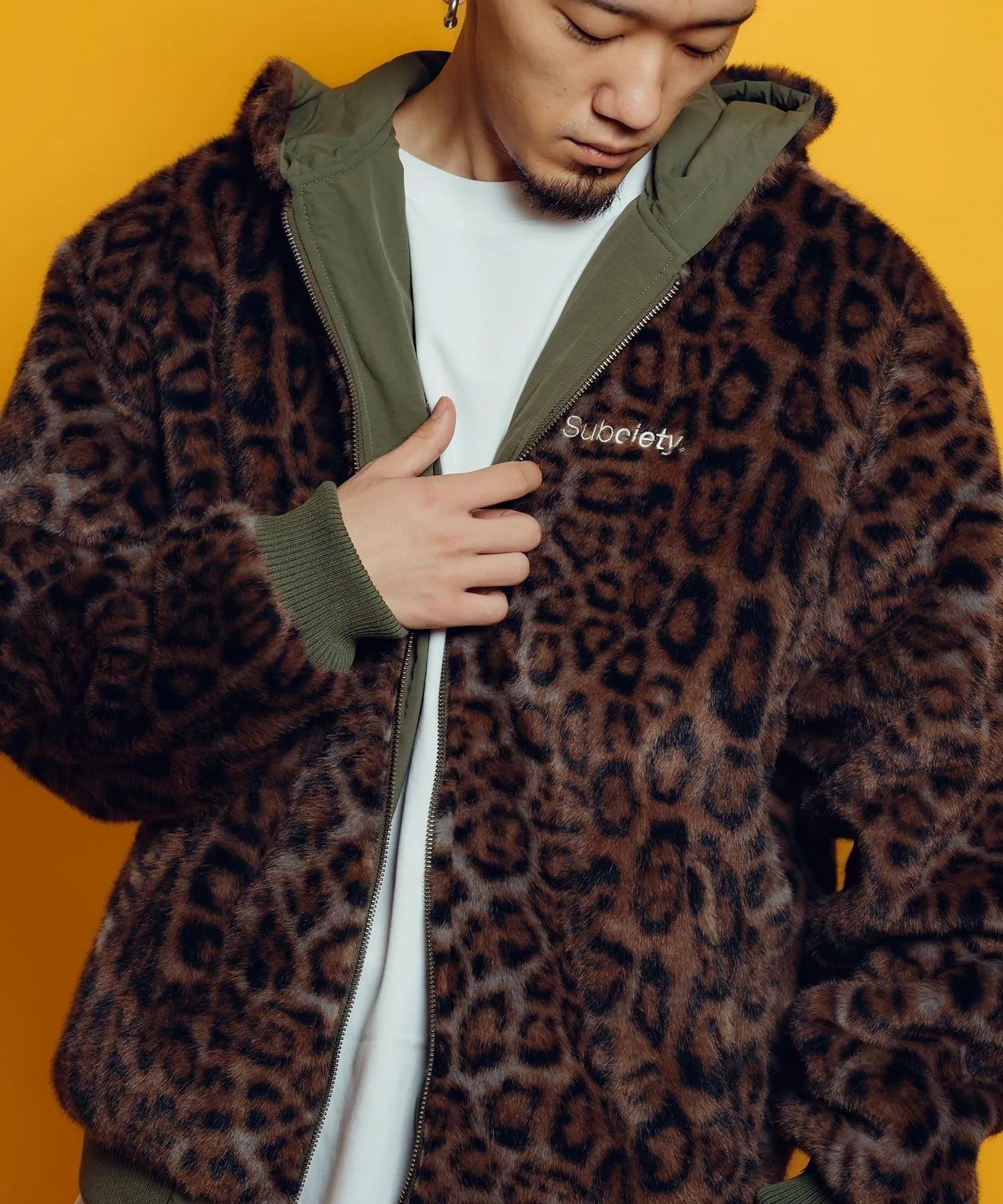 Reversible nylon fur blouson