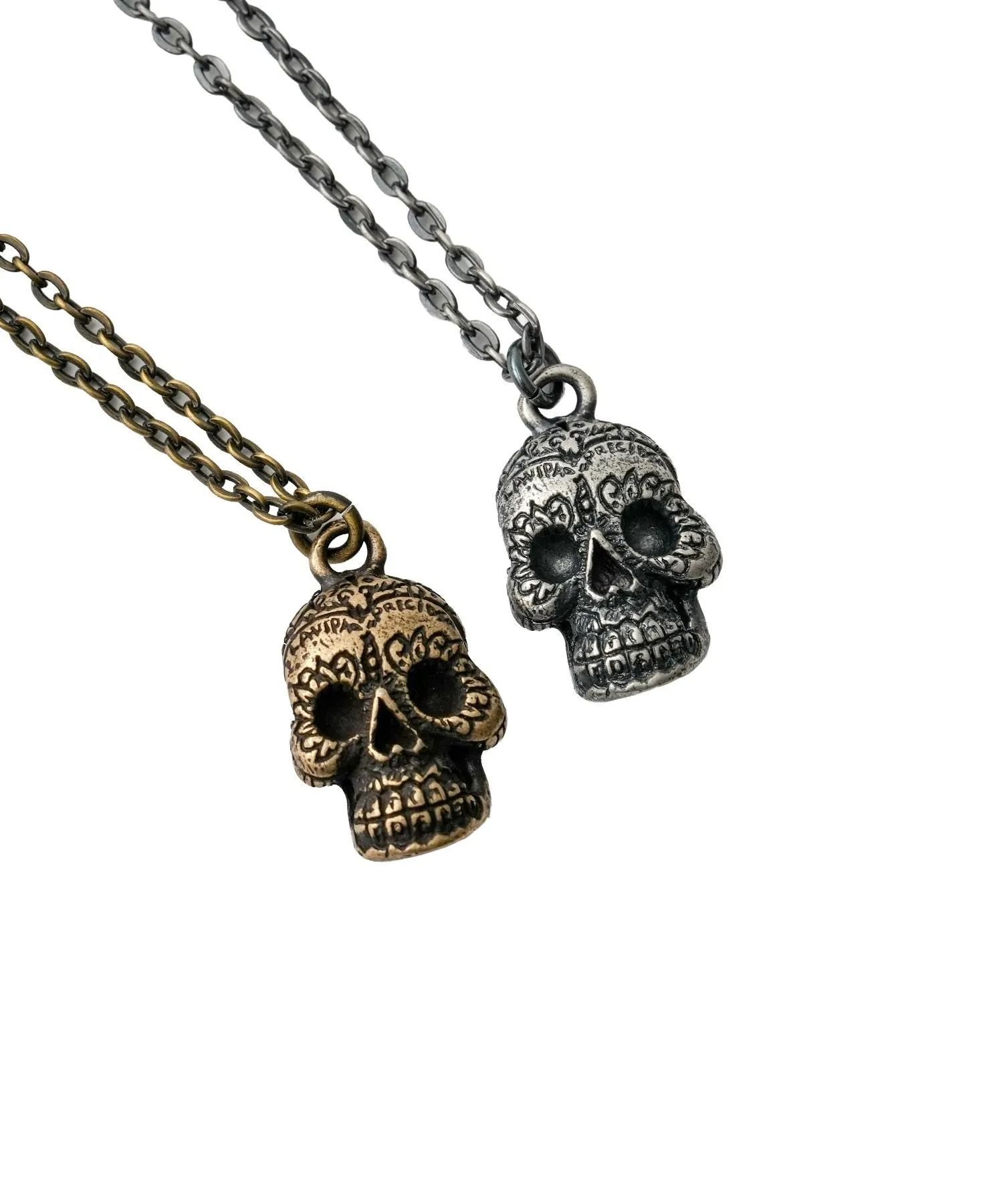 Metal necklace-mexican skull-