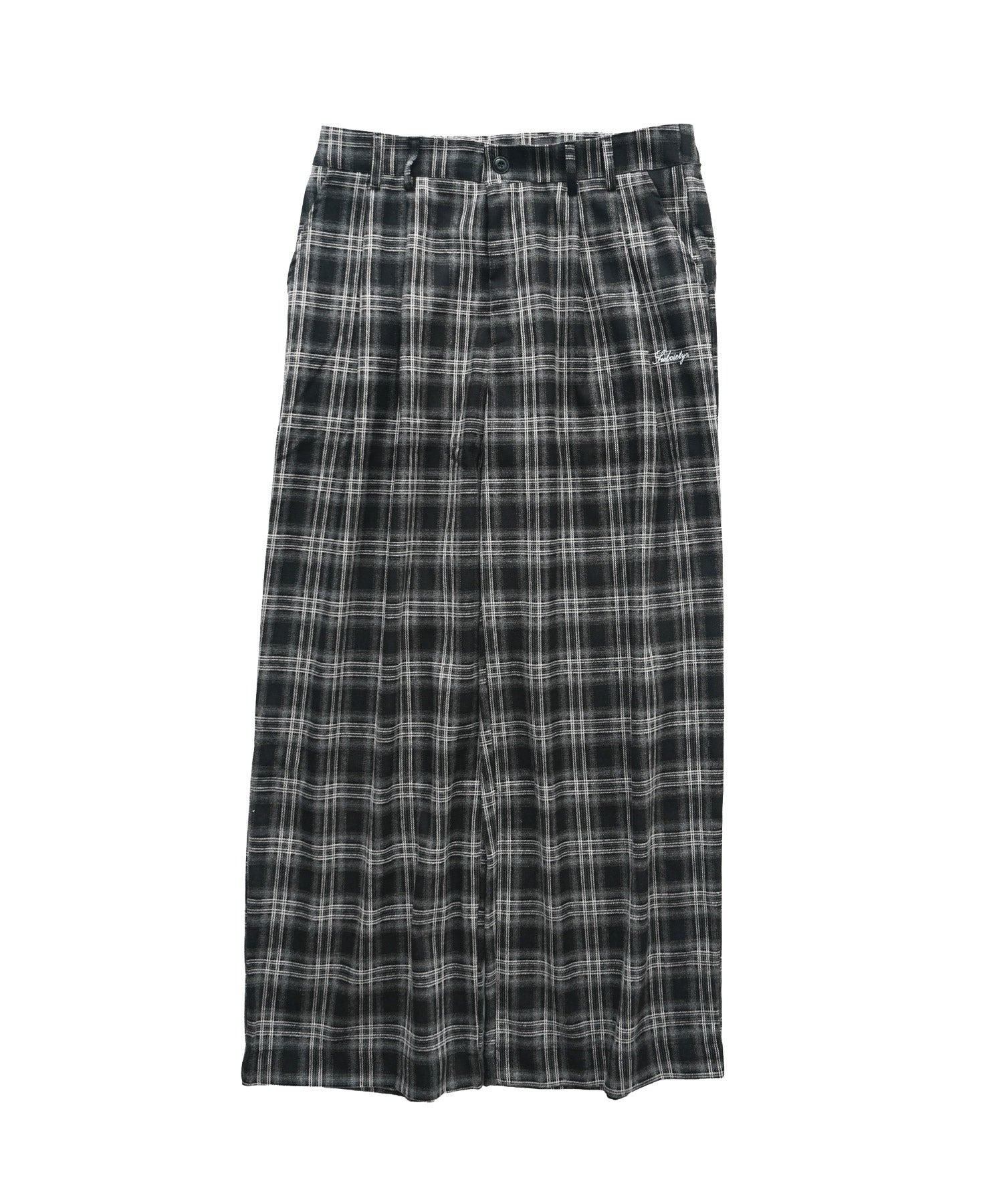 Wide straight check slacks