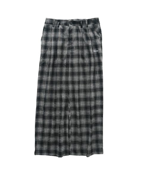 Wide straight check slacks