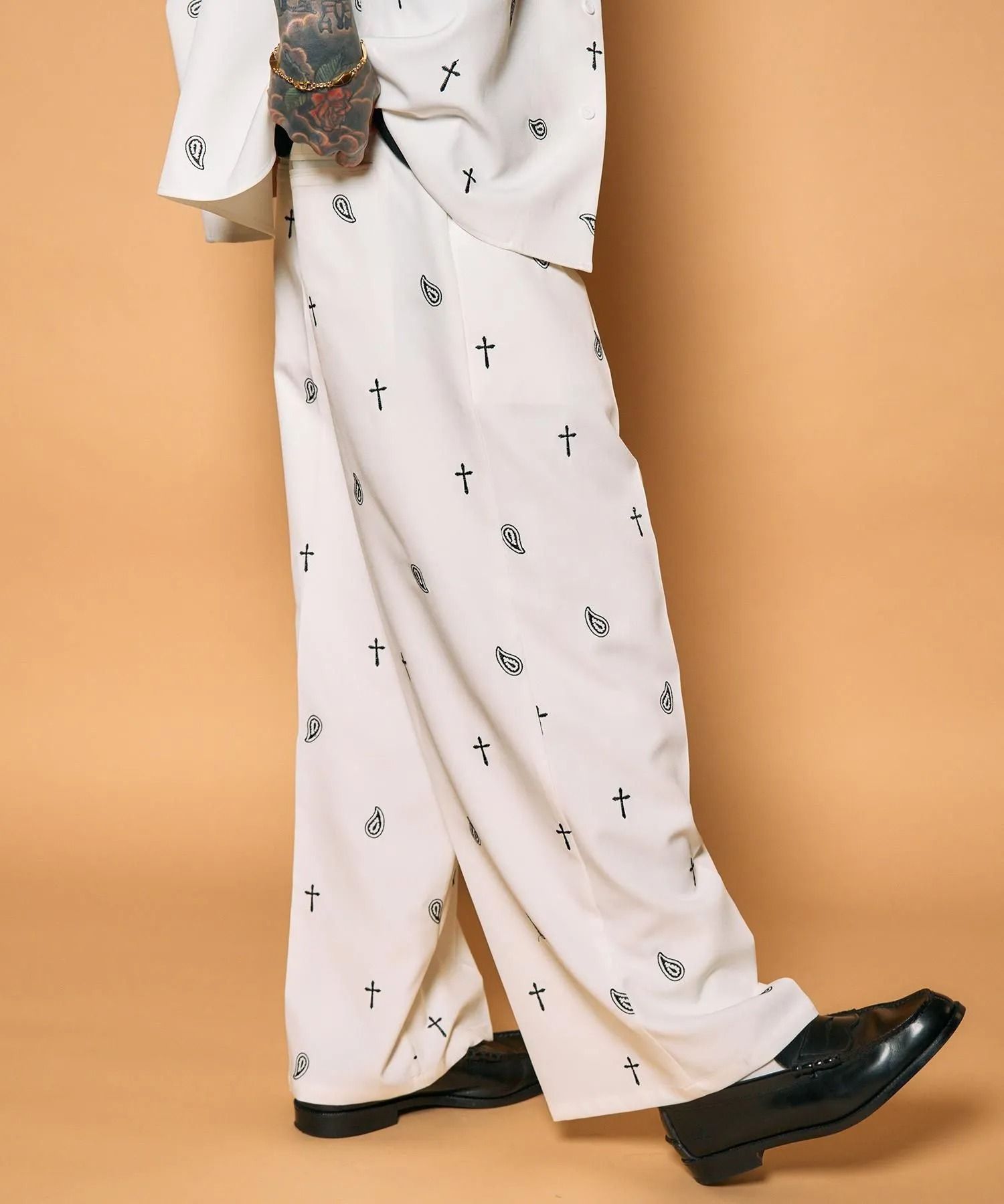All-over embroidered pants