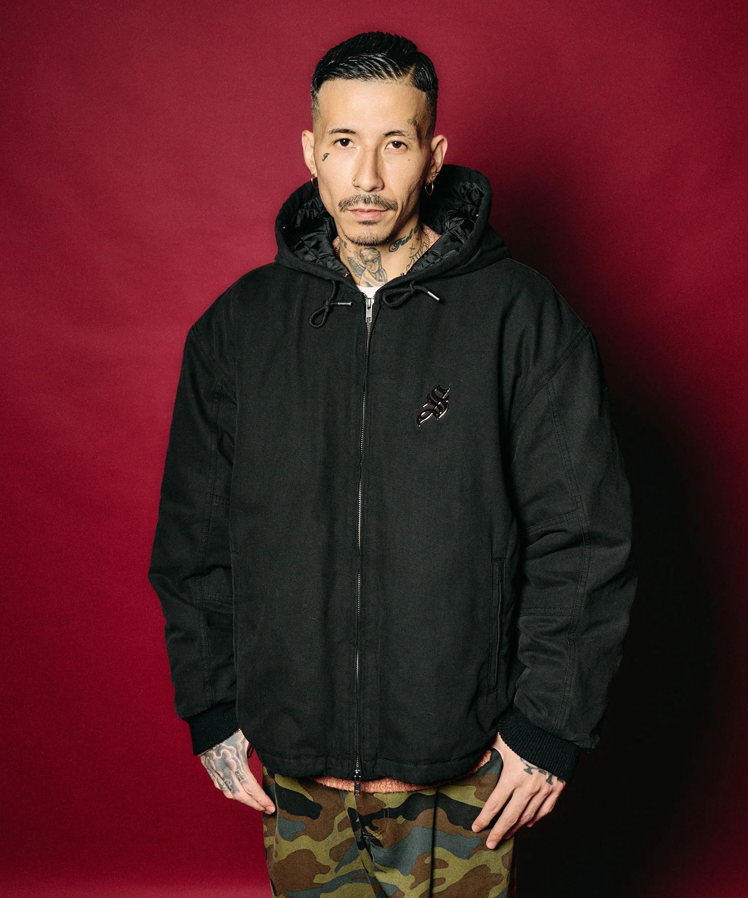 Metal logo padded jacket
