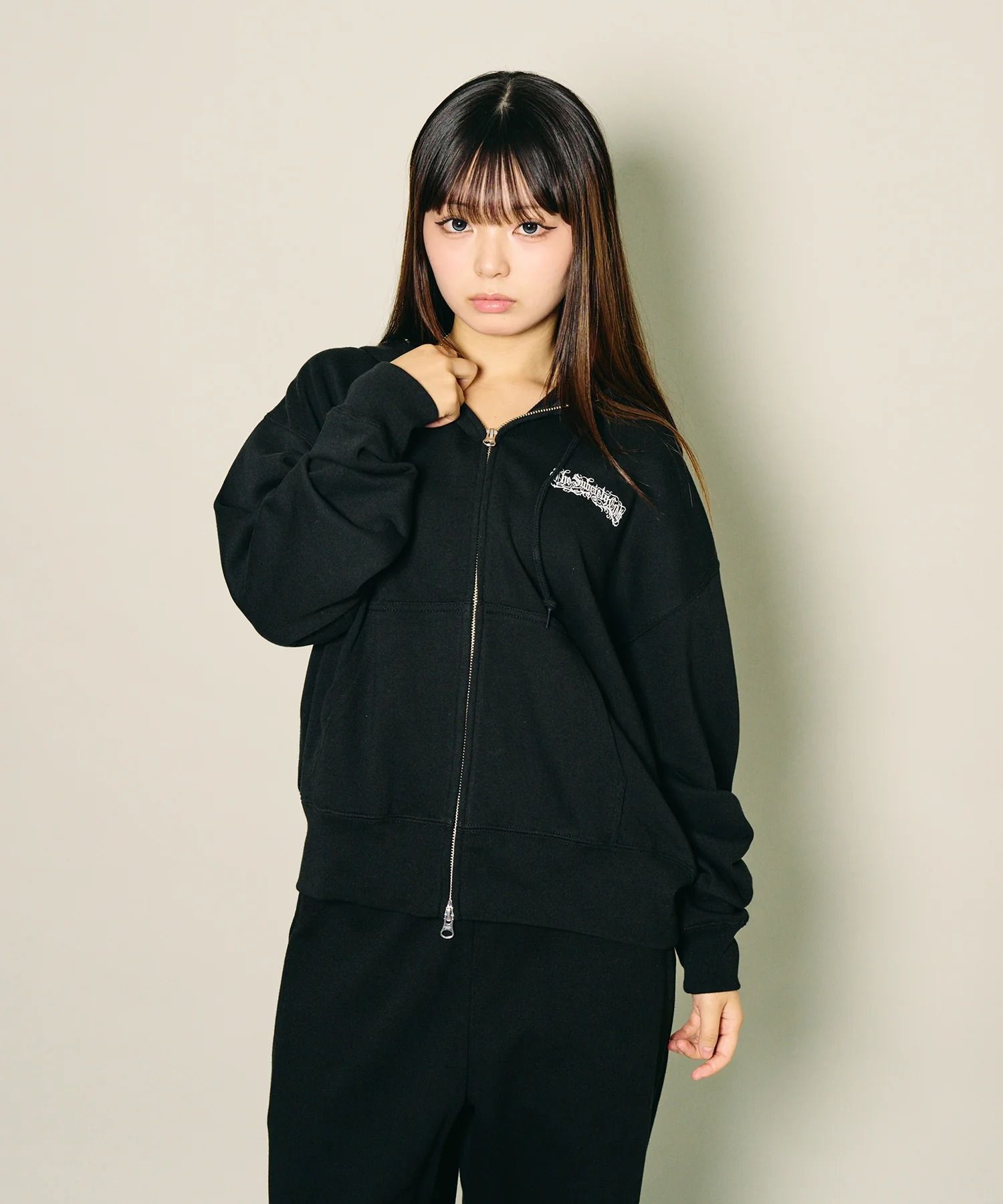 Boxy double zip up hoodie