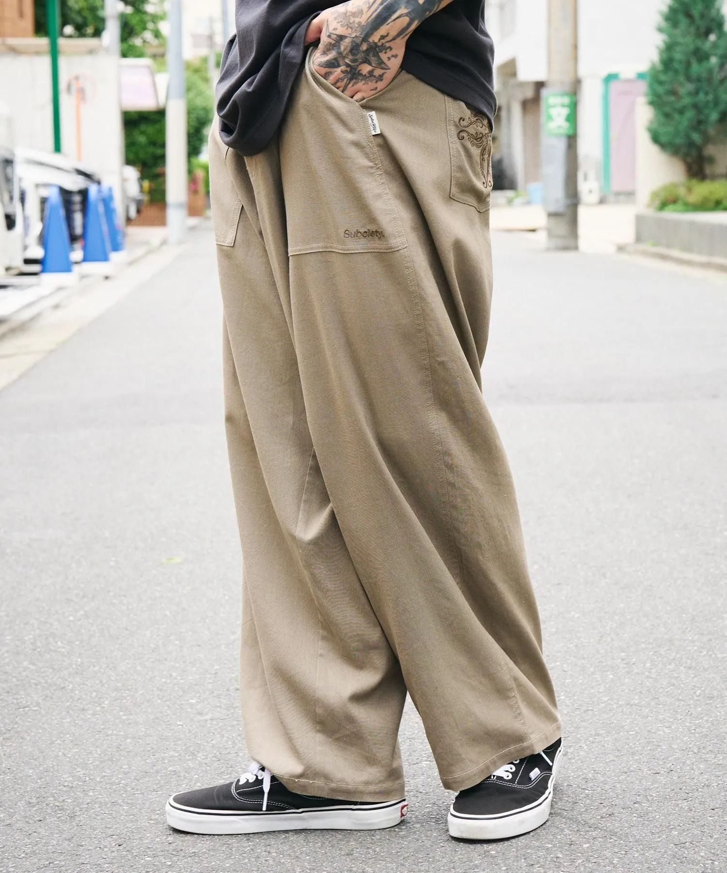 Linen blend baker pants