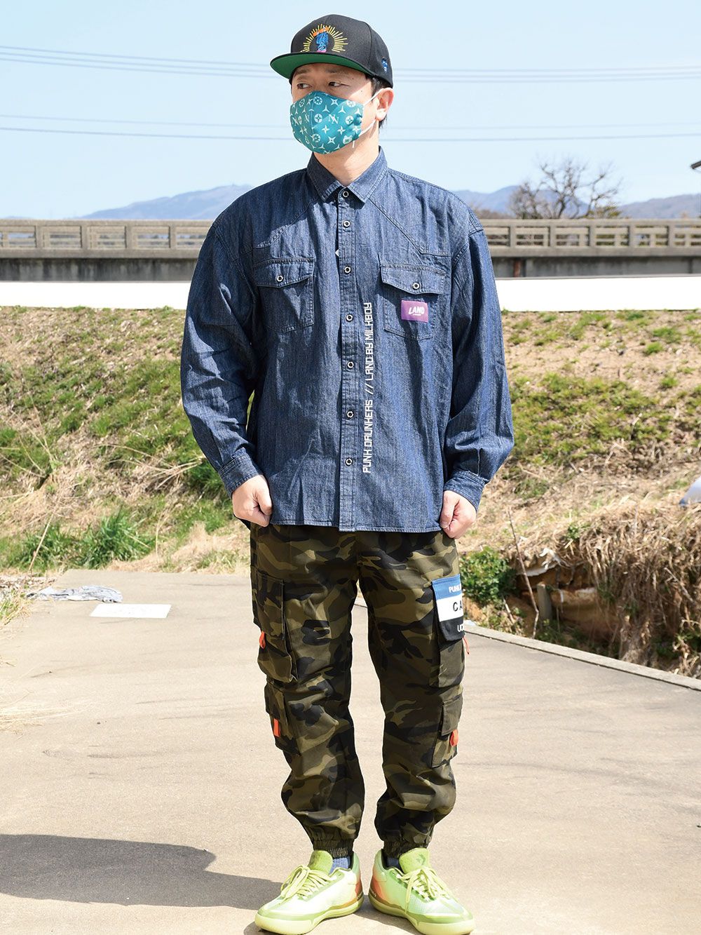 パンクドランカーズ LAND ミルクボーイ コラボ ブラザーズデニムシャツ XL パンクドランカーズ LAND ミルクボーイ コラボ ブラザーズデニム