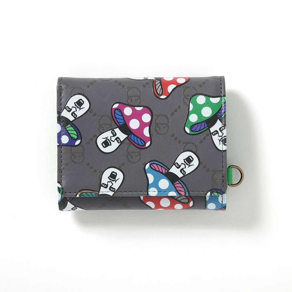 きのこ総柄三つ折り財布