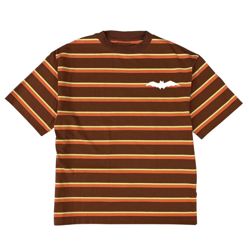 rg stripe combination mock neck T