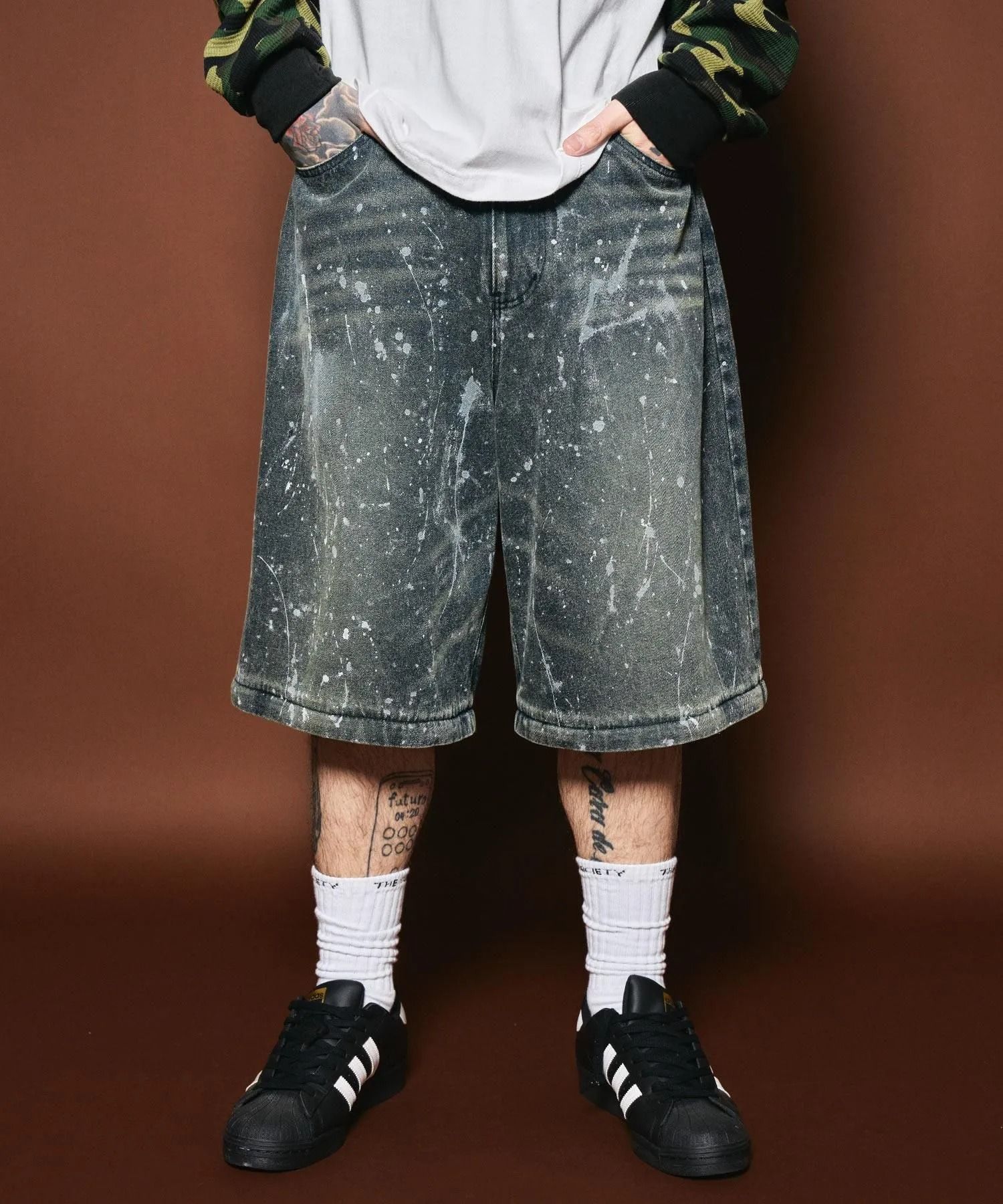 Painted 2way denim pants