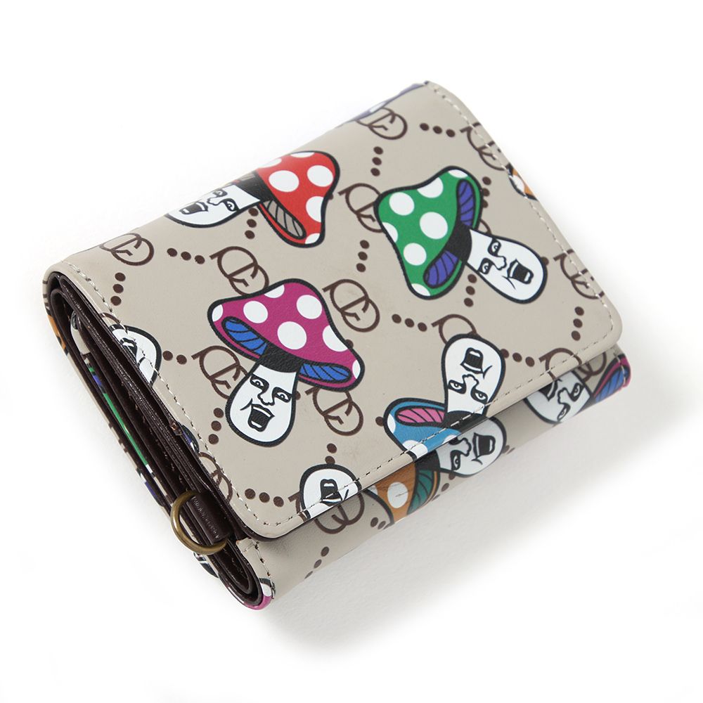 きのこ総柄三つ折り財布