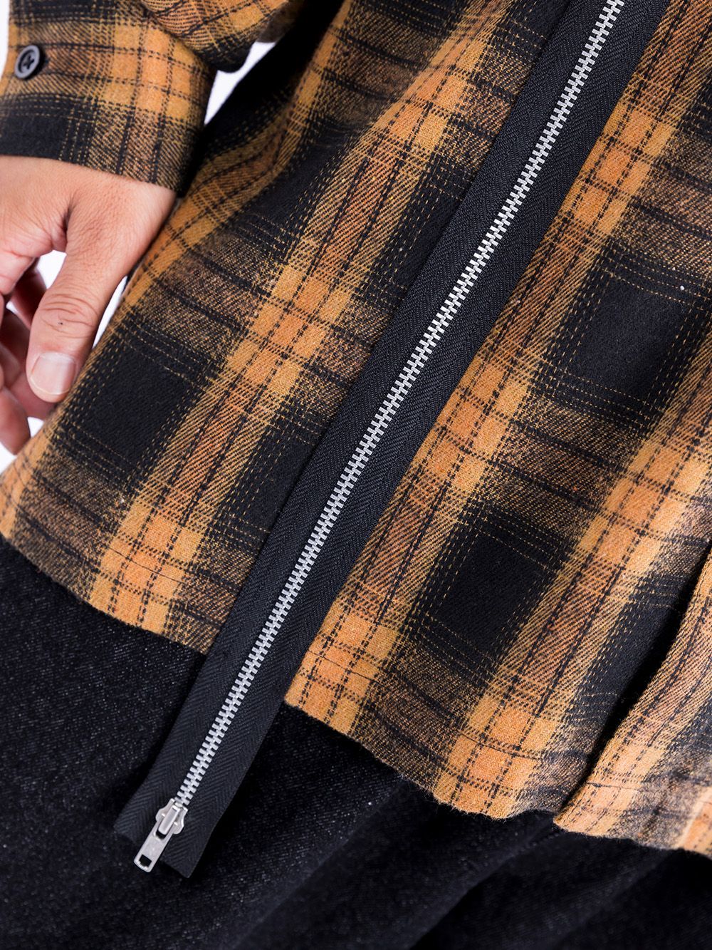 Split Zip Flannel Shirt
