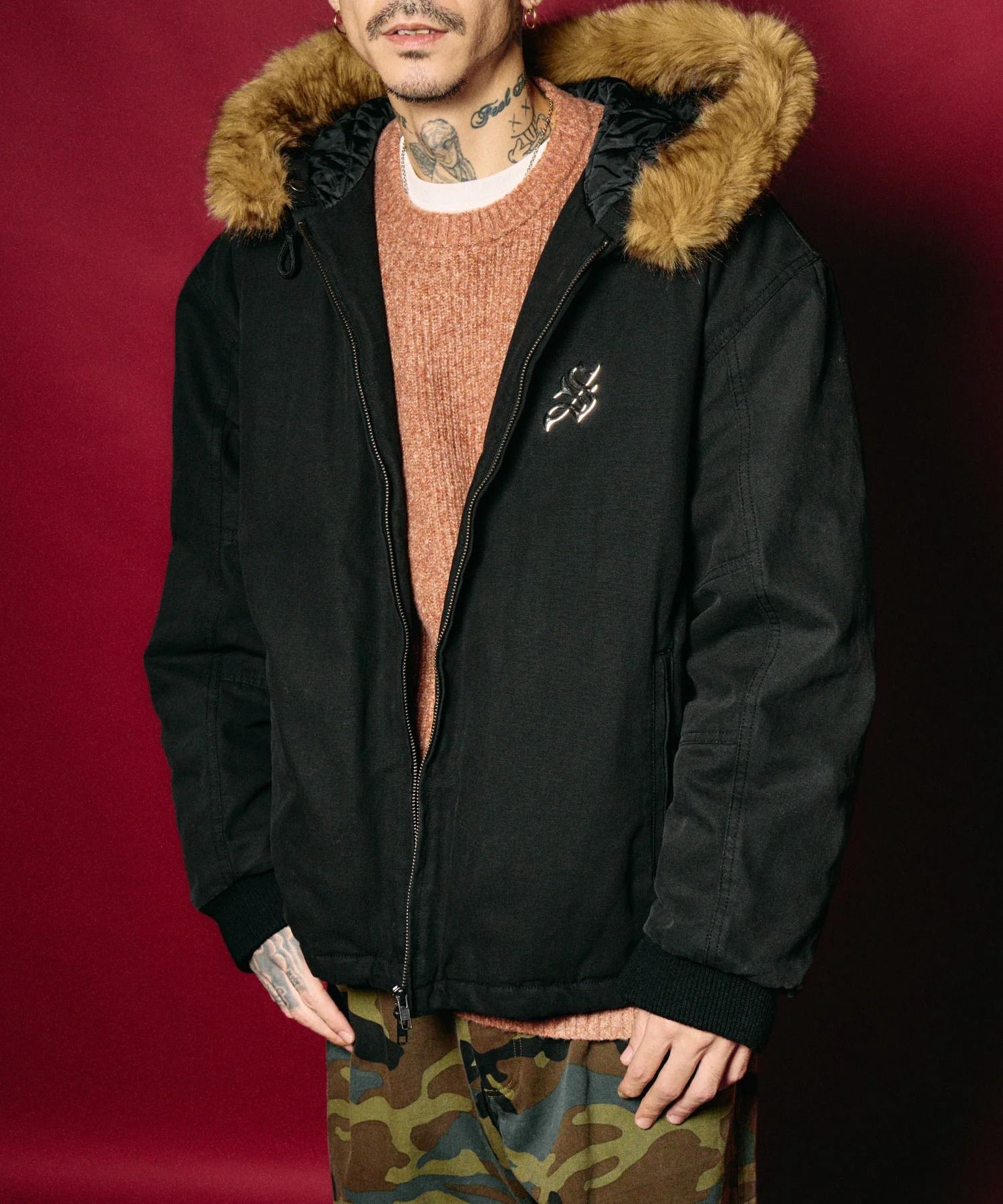 Metal logo padded jacket