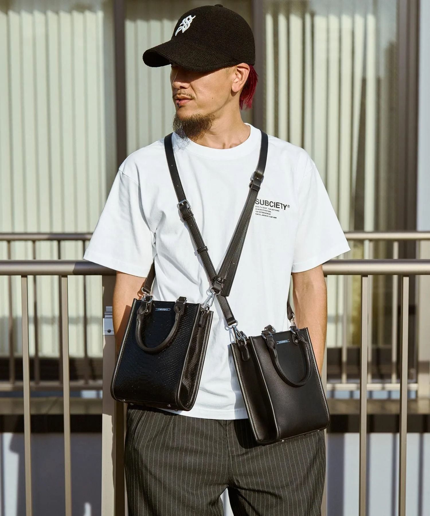 Faux leather shoulder tote bag