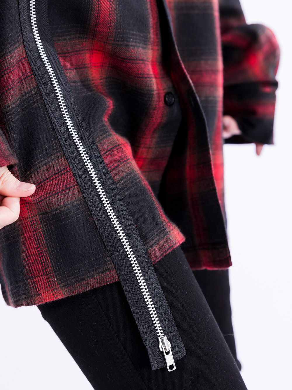 Split Zip Flannel Shirt