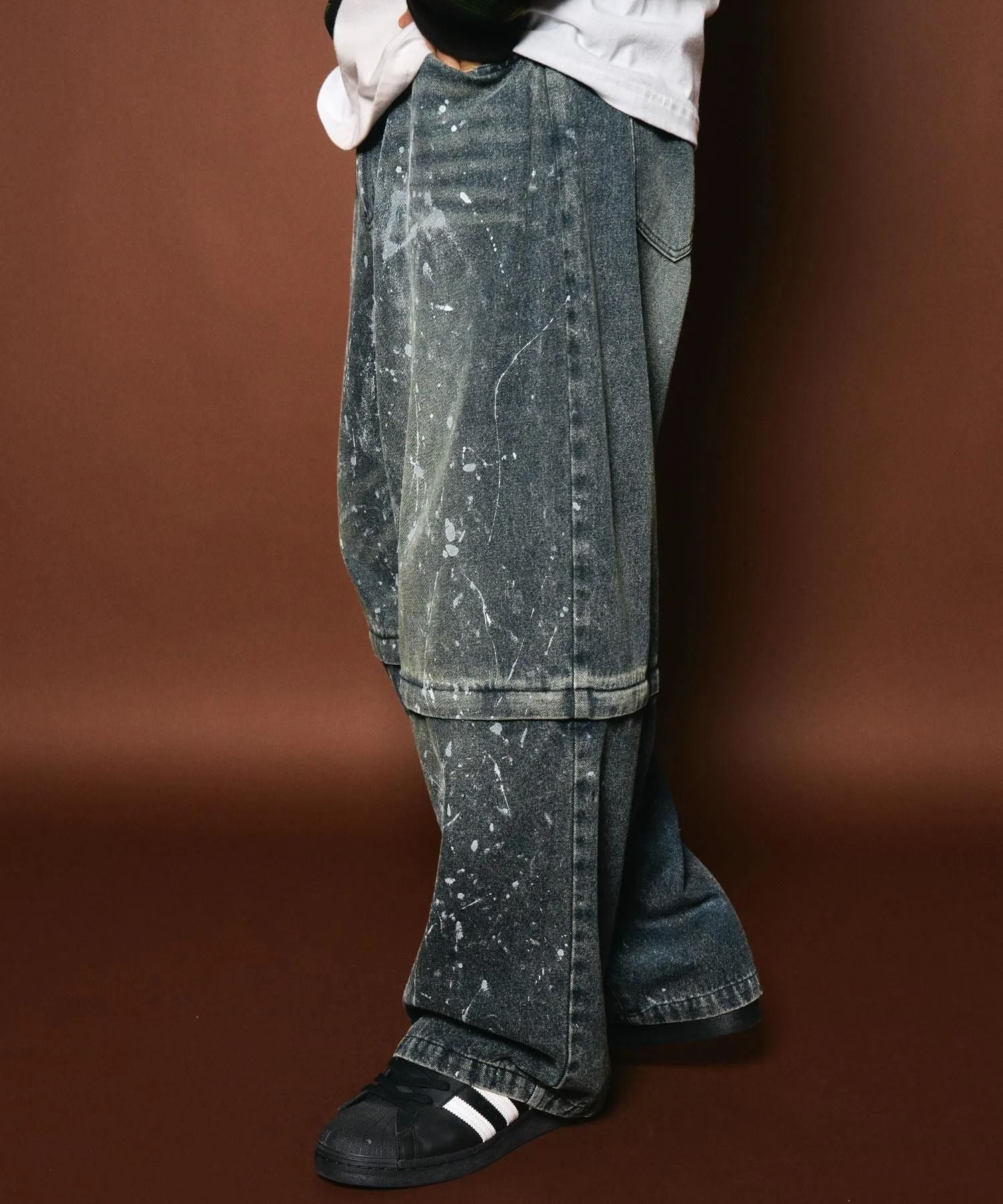 Painted 2way denim pants