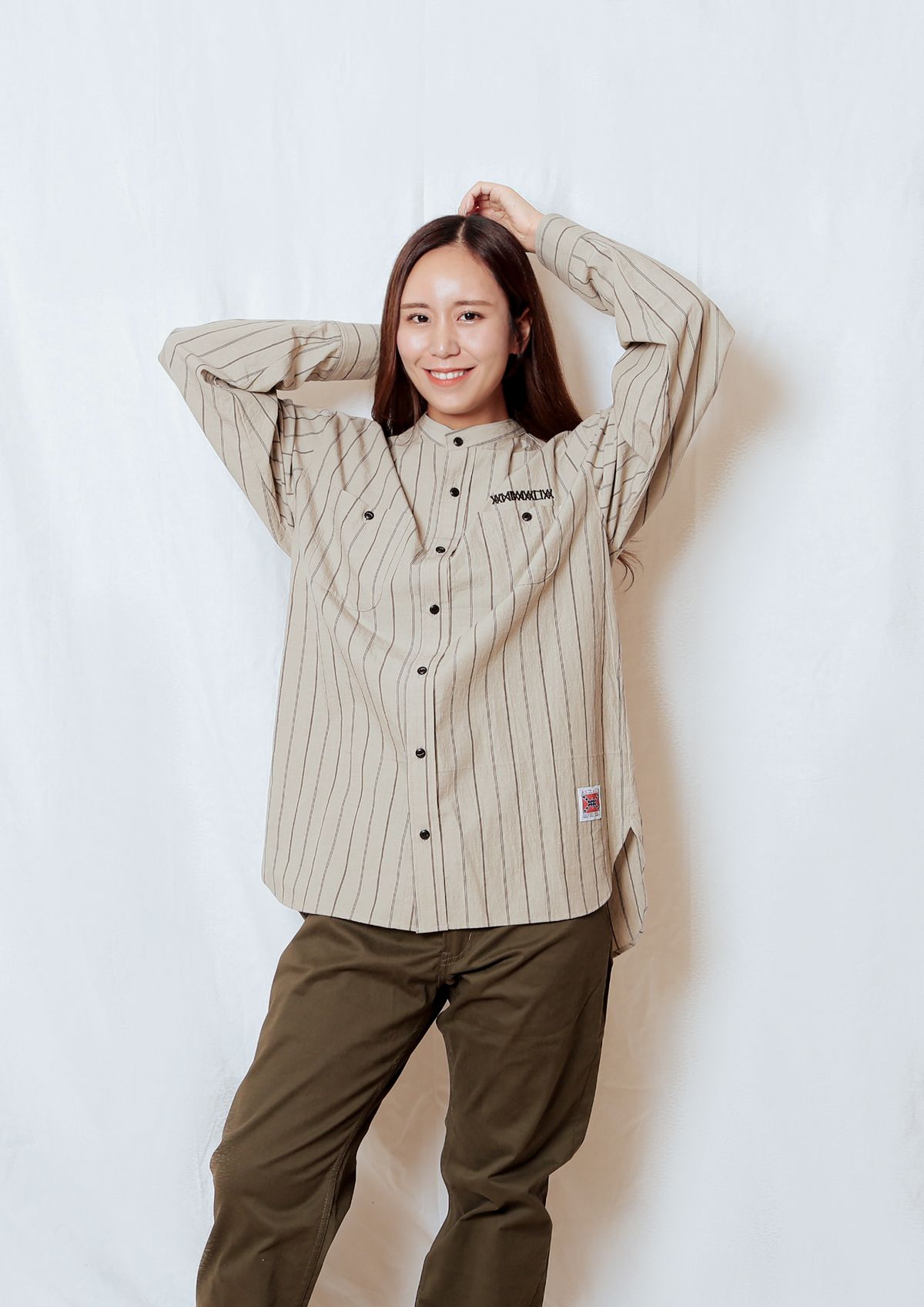 STAND COLLAR  SHIRTS -Stripe