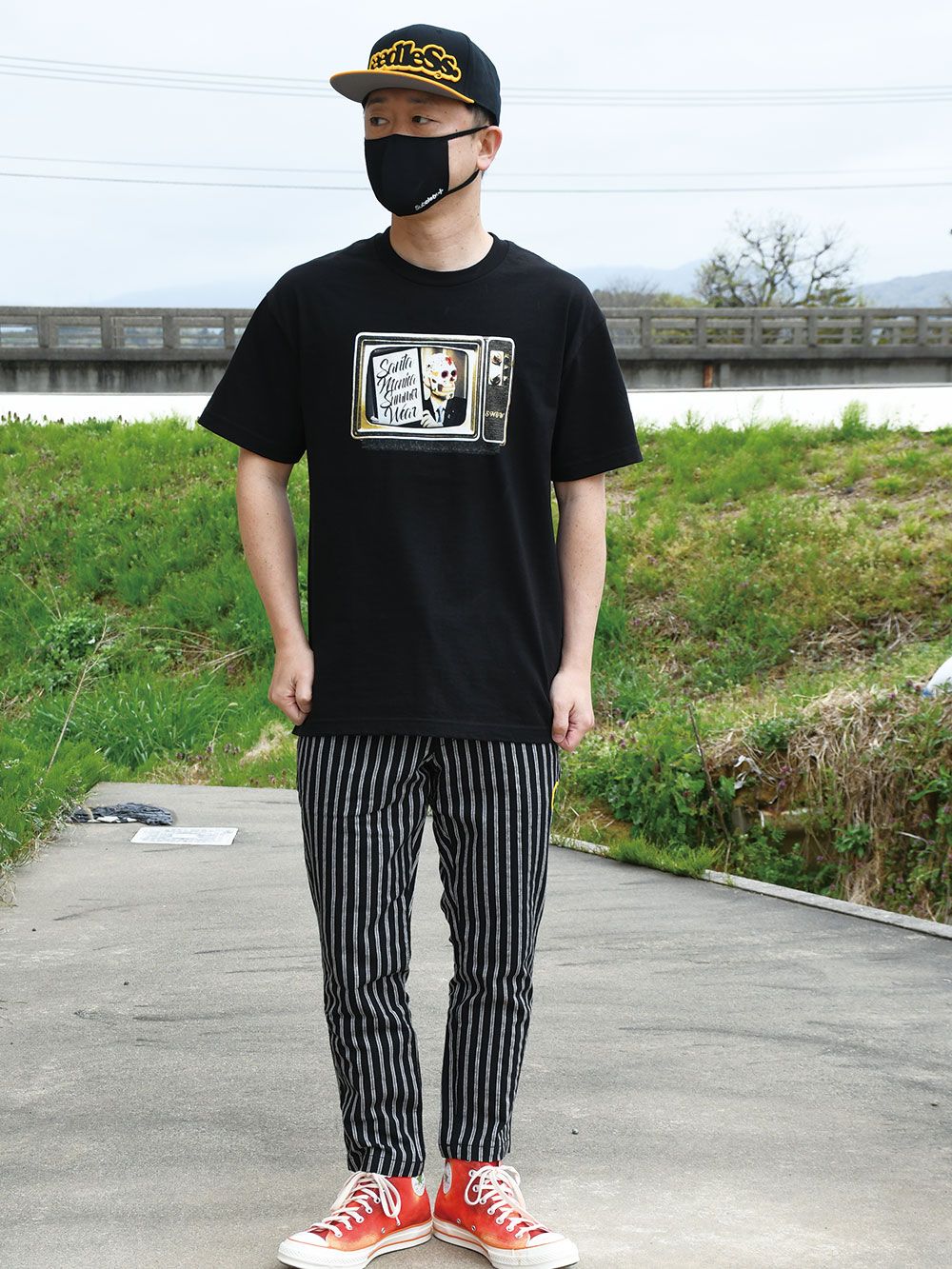sd cotton hemp stripe tapered pant