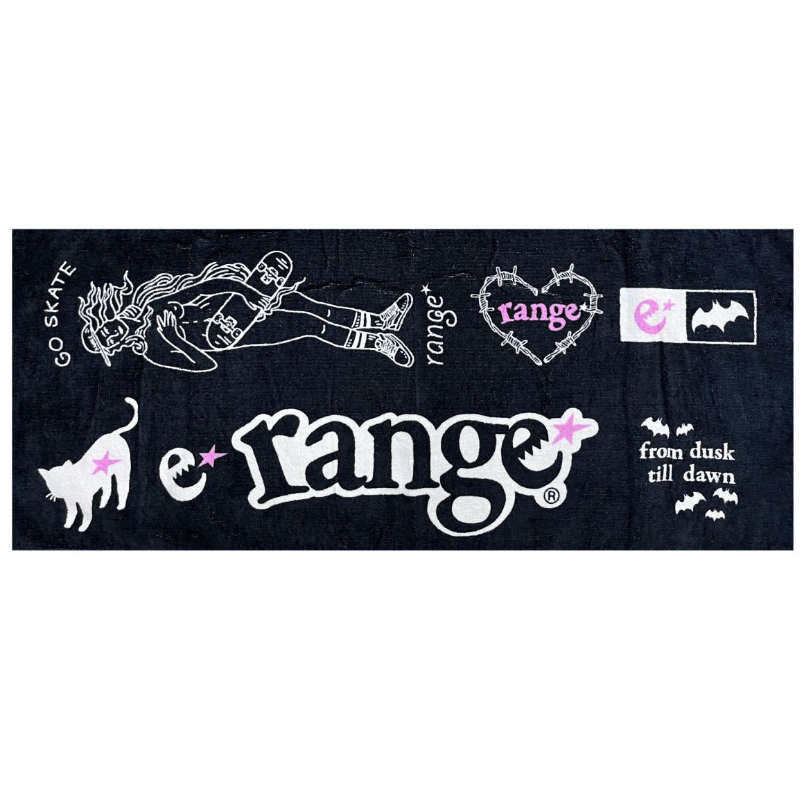 rg love & cat blk face towel