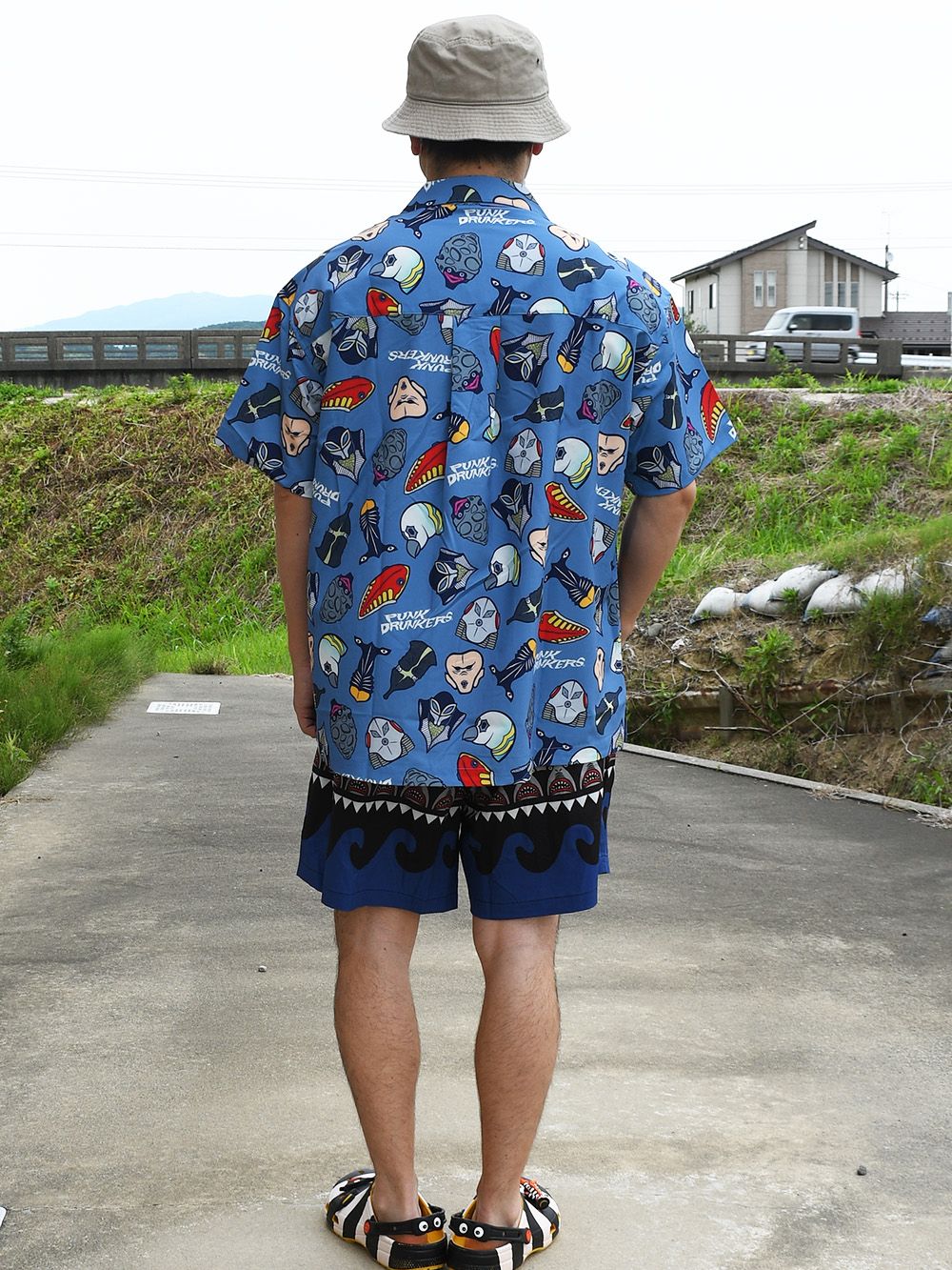［PDSx円谷プロ］星人顔面総柄アロハシャツ