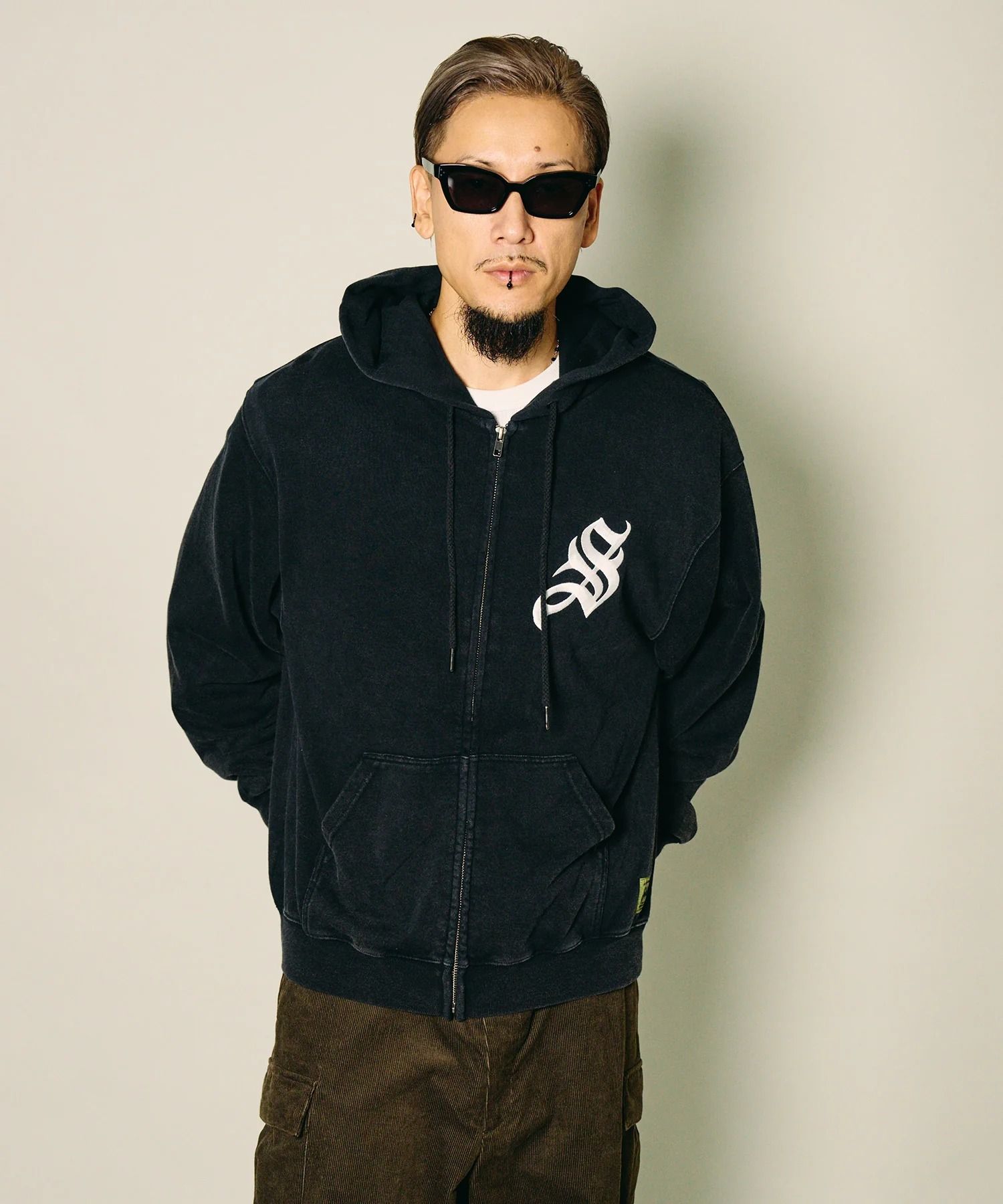 Fade wash zip hoodie