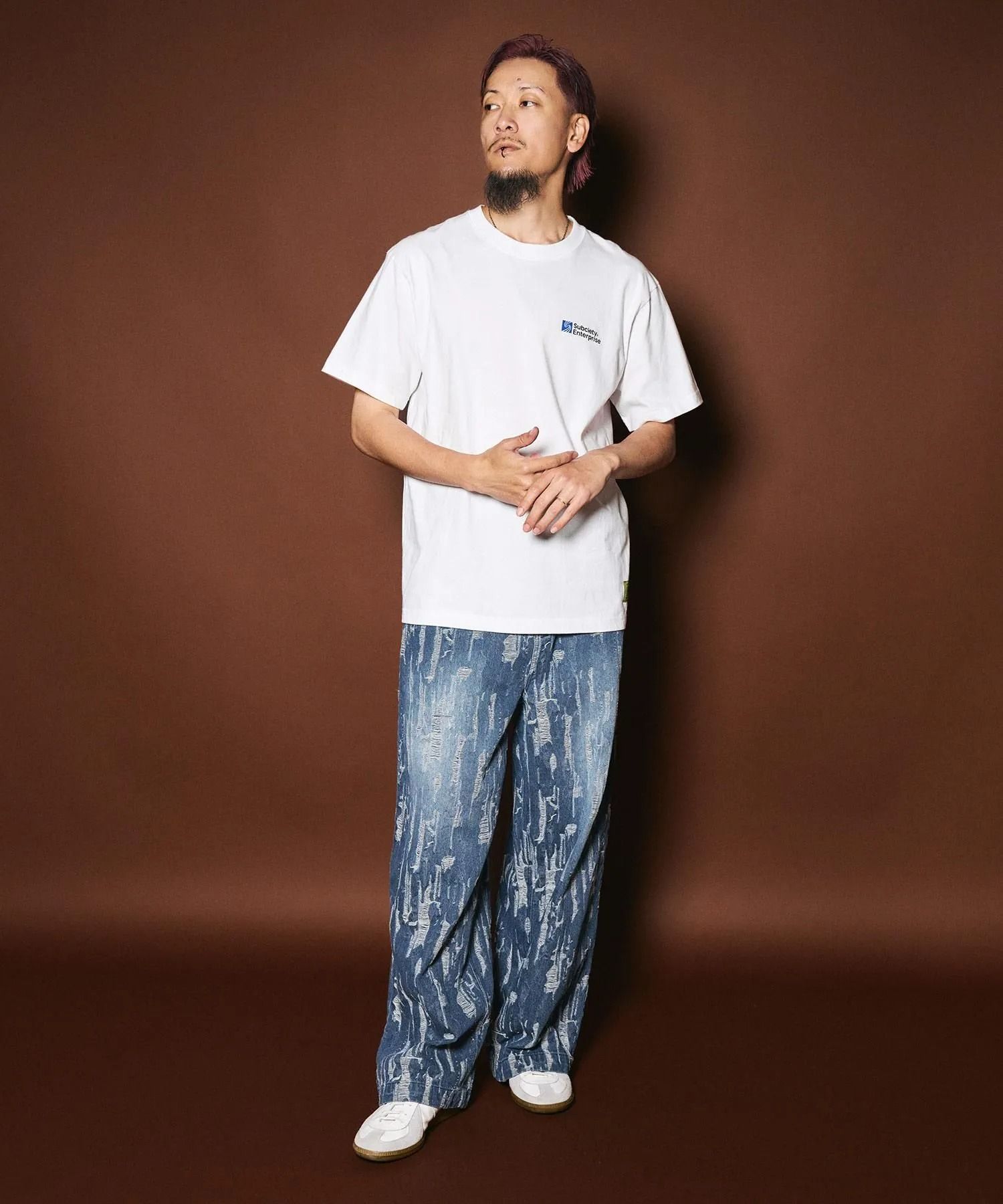 Splited denim pants