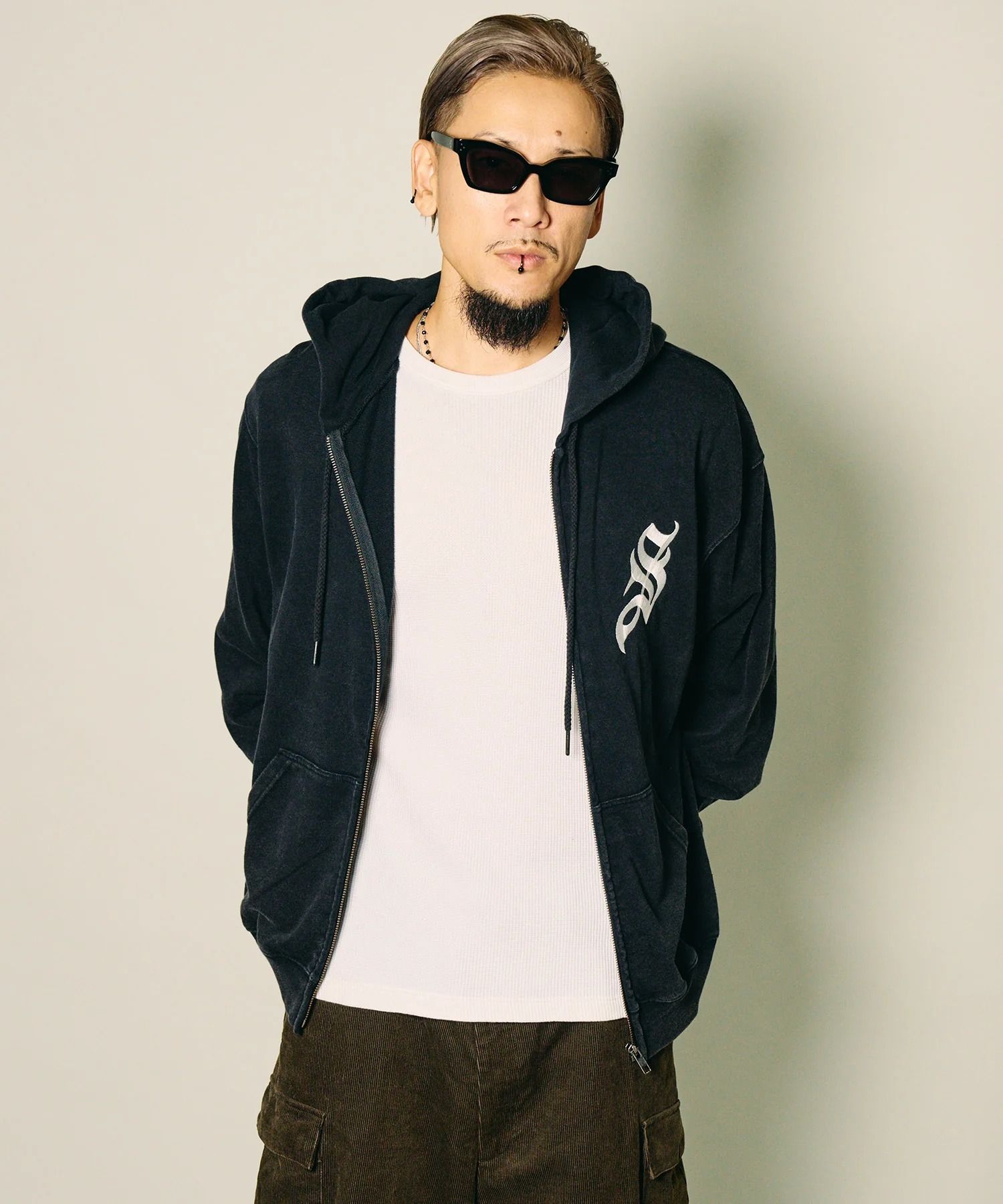 Fade wash zip hoodie