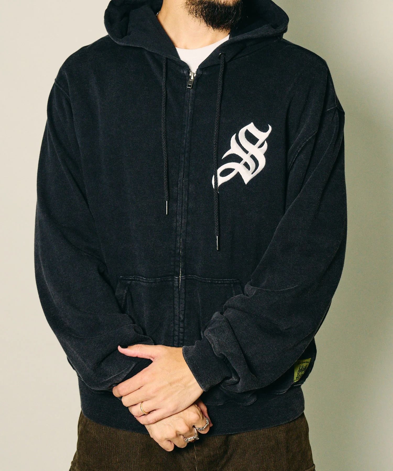 Fade wash zip hoodie