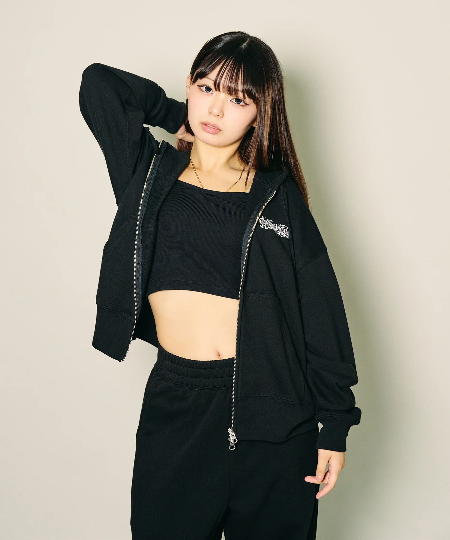 Boxy double zip up hoodie
