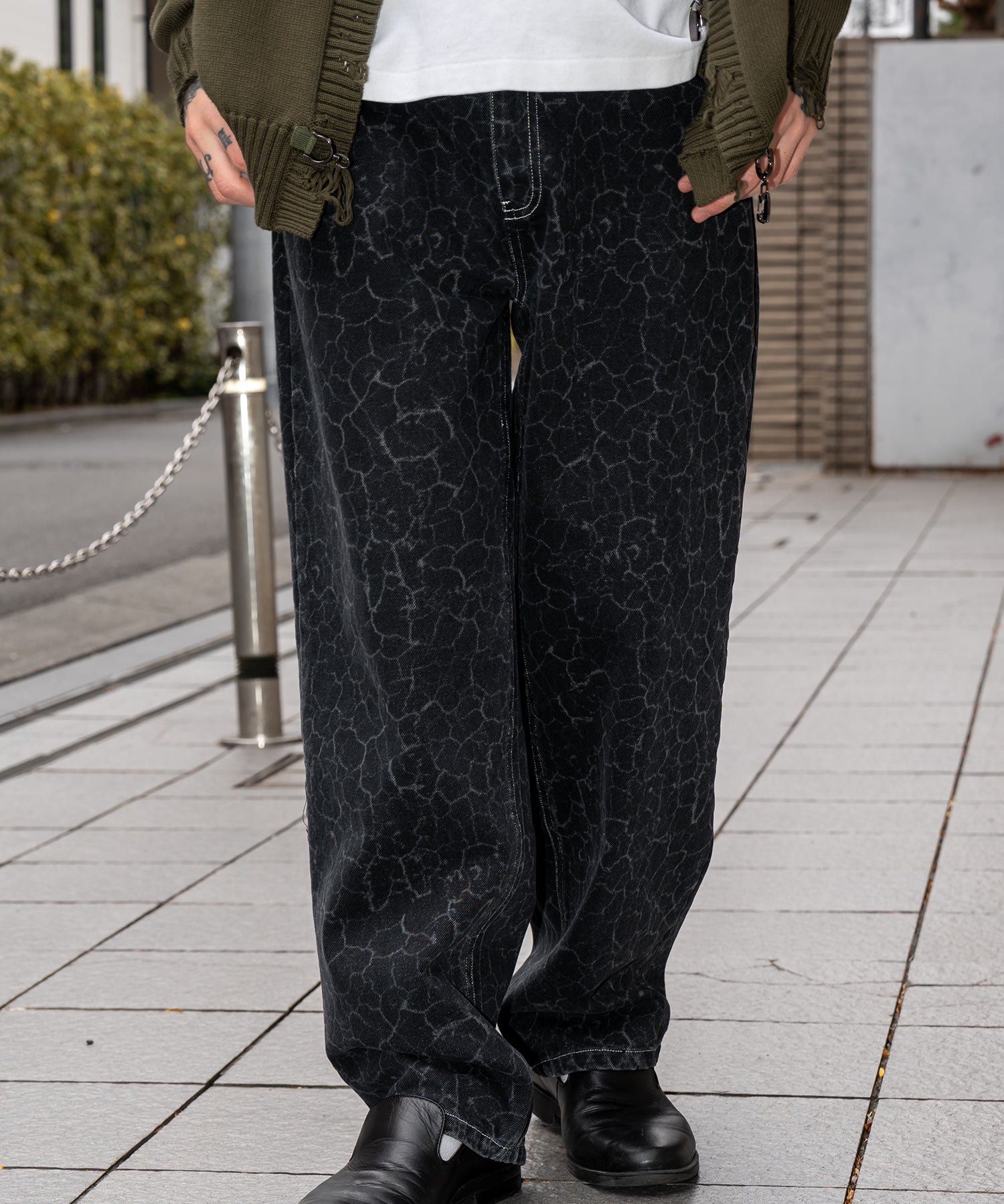 Laser processed denim pants
