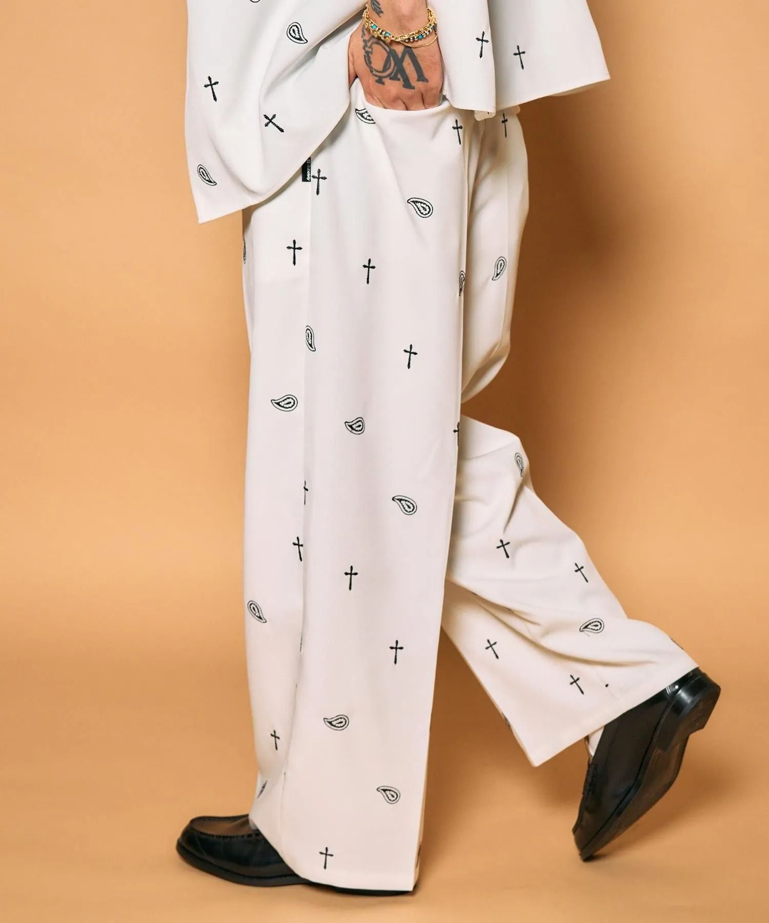 All-over embroidered pants