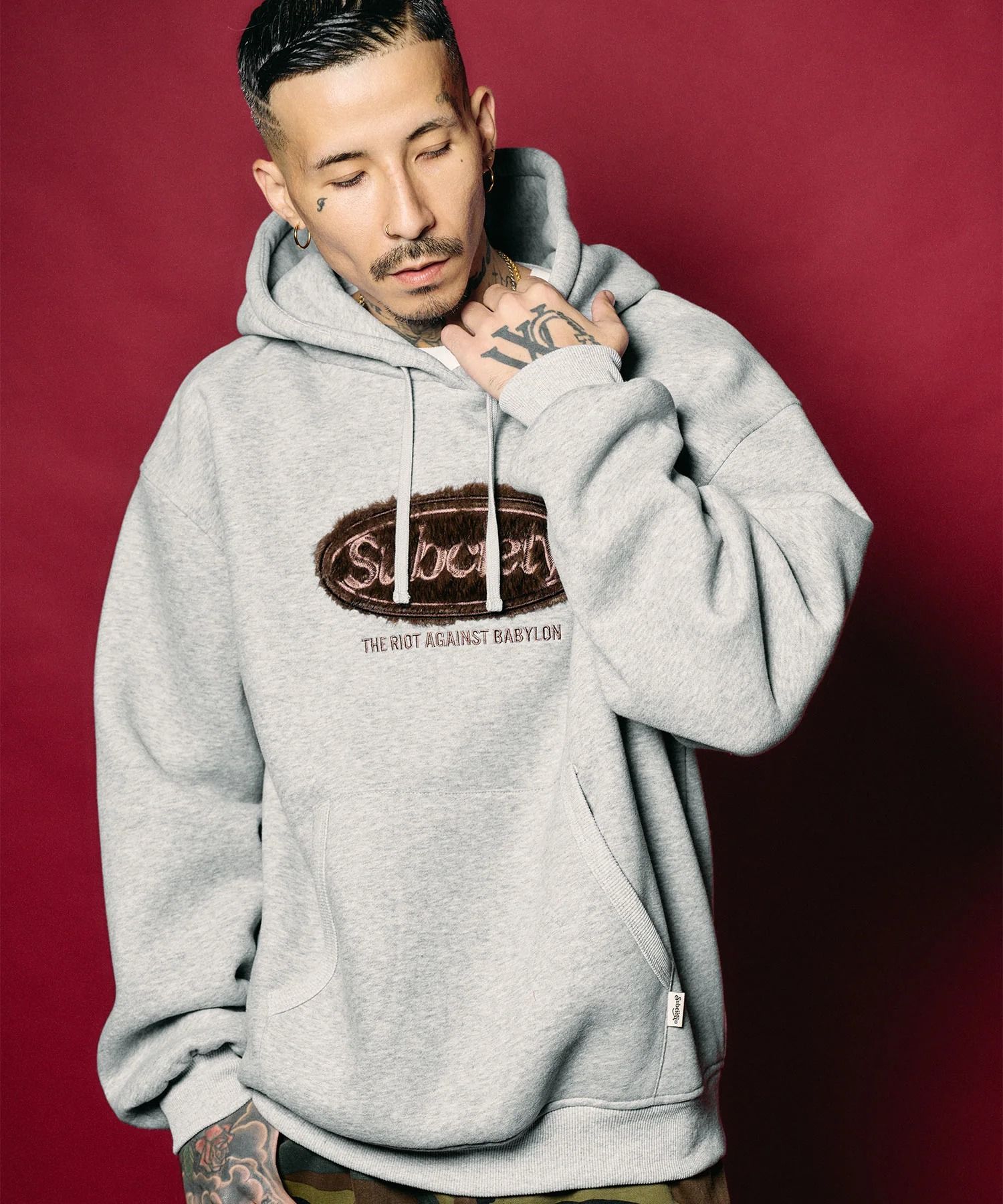 Fur patch hoodie