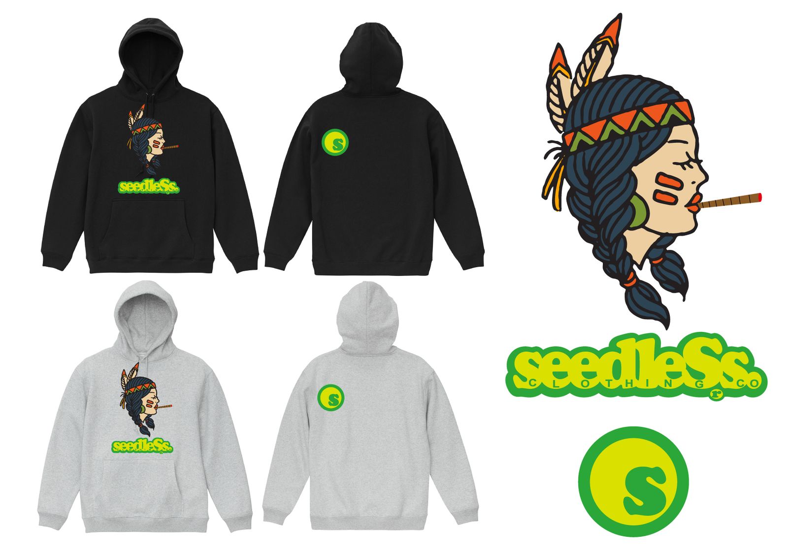 blunt girl Hoody 8.3oz裏起毛