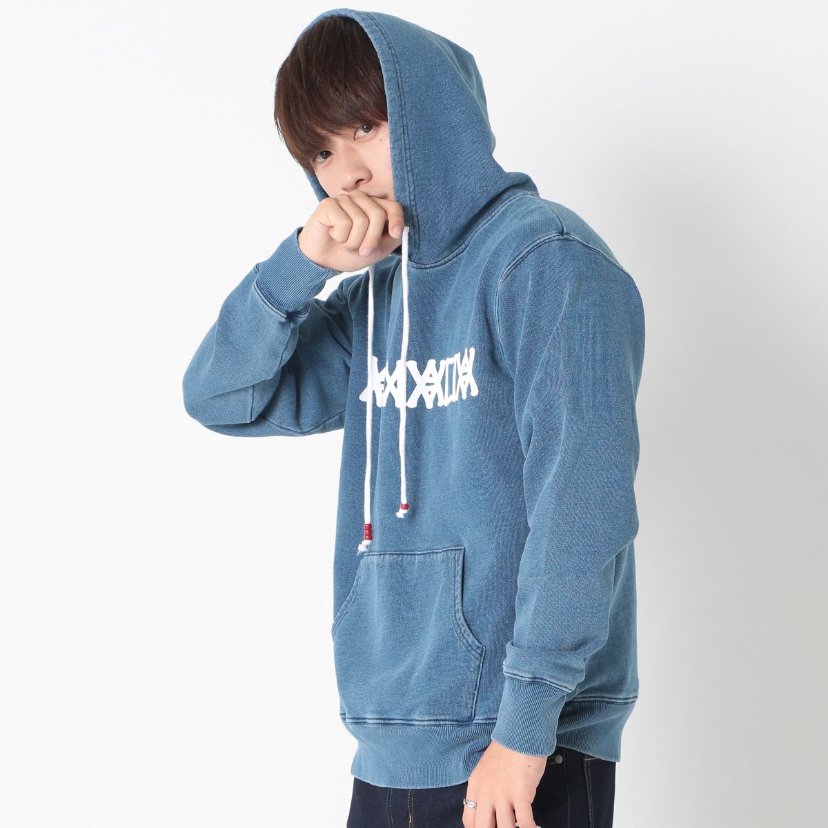 INDIGO P/O HOODIE - LOGO