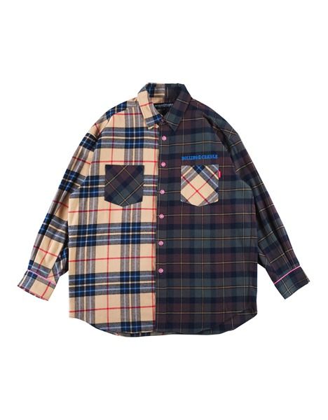 SPLIT PLAID-SHIRT