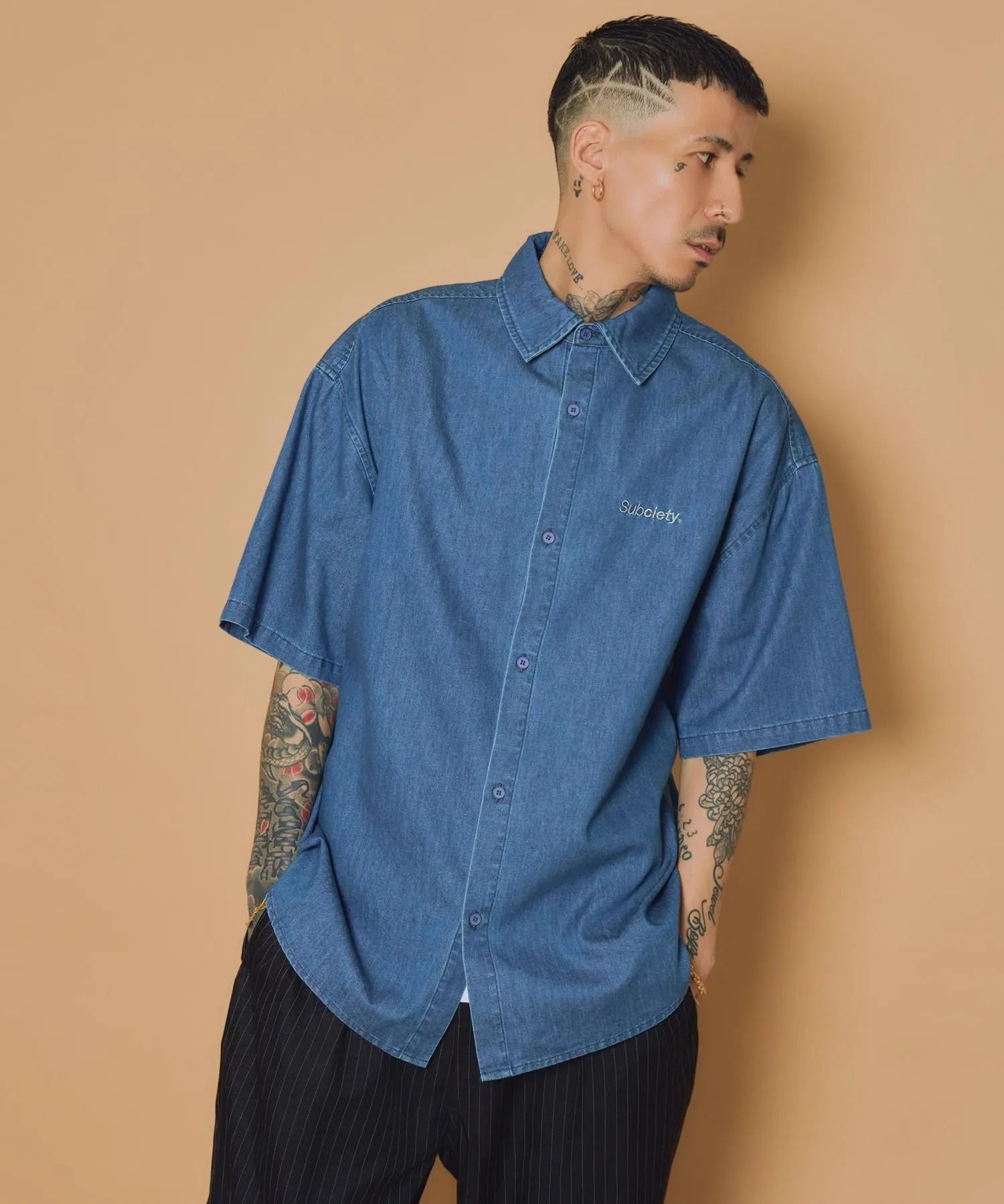 Loose fit denim shirt