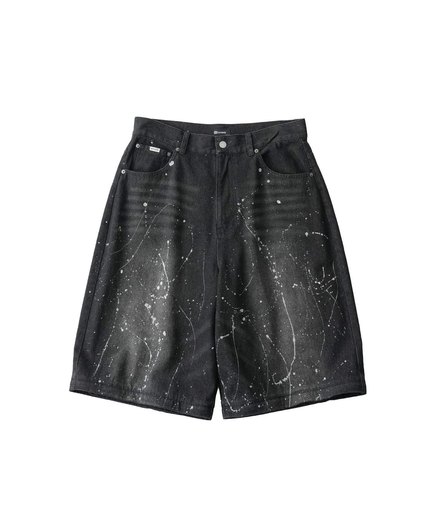 Painted 2way denim pants