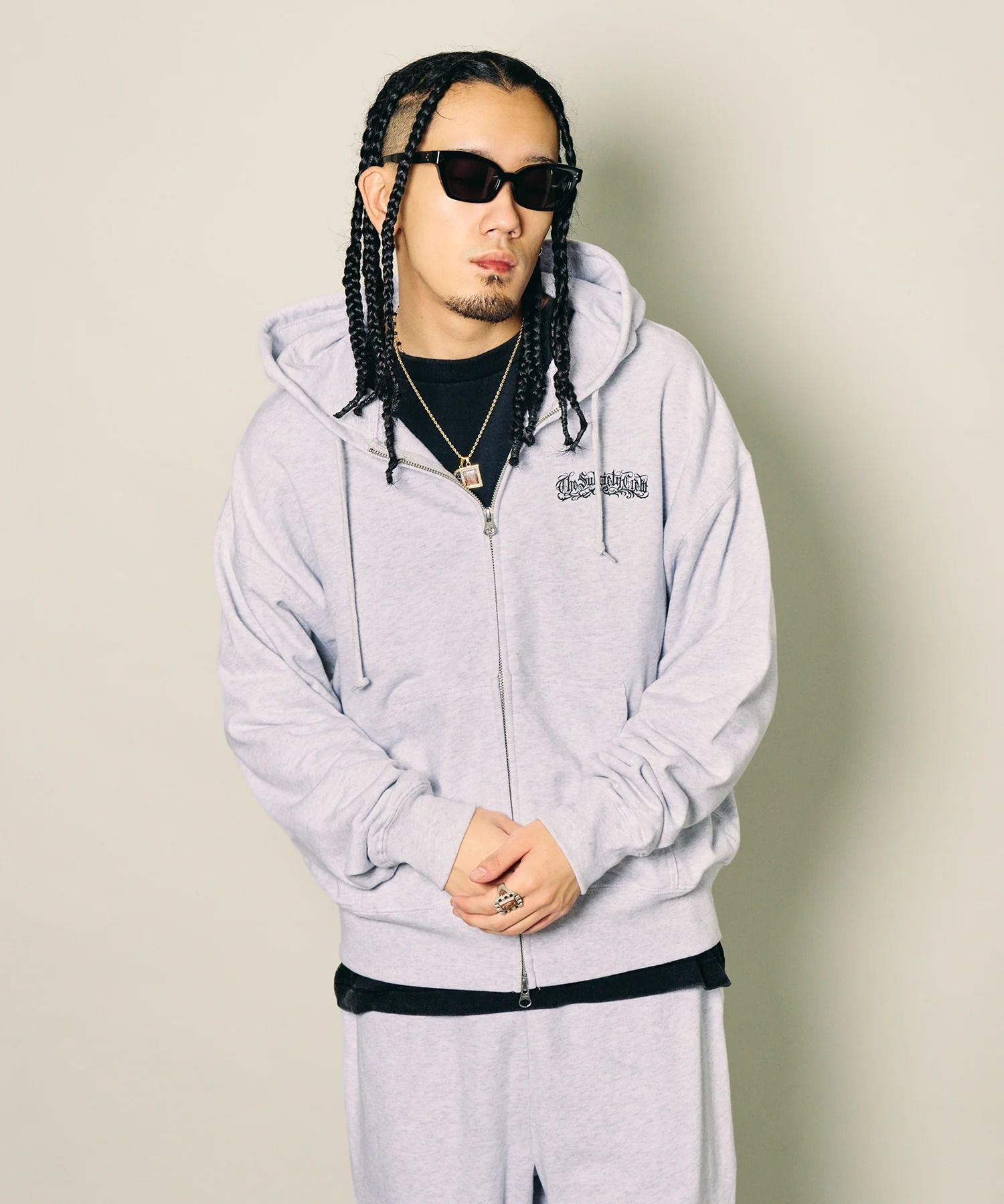 Boxy double zip up hoodie