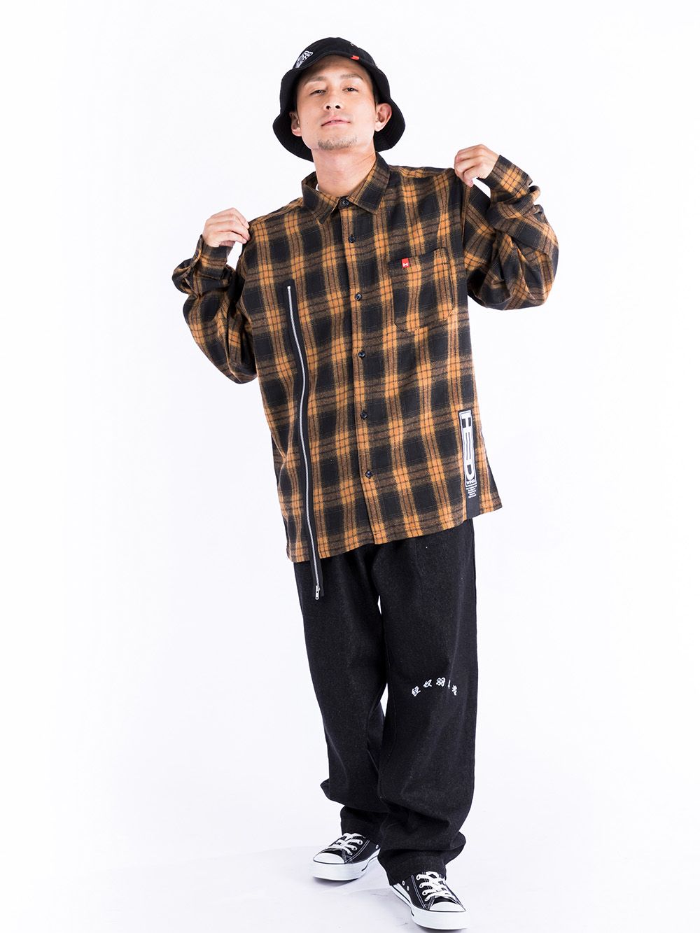Split Zip Flannel Shirt