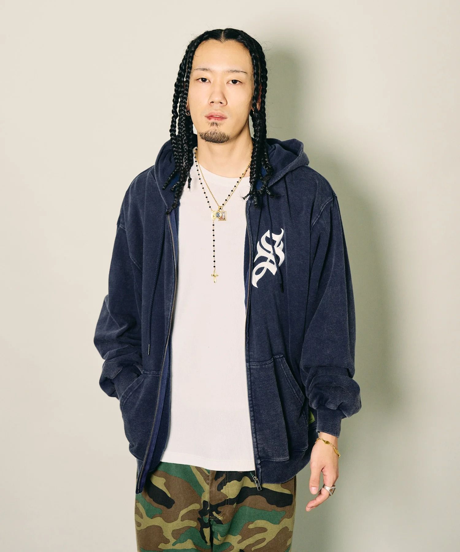 Fade wash zip hoodie