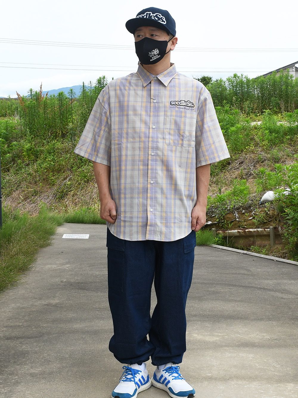 sd laid back color over size check shirts