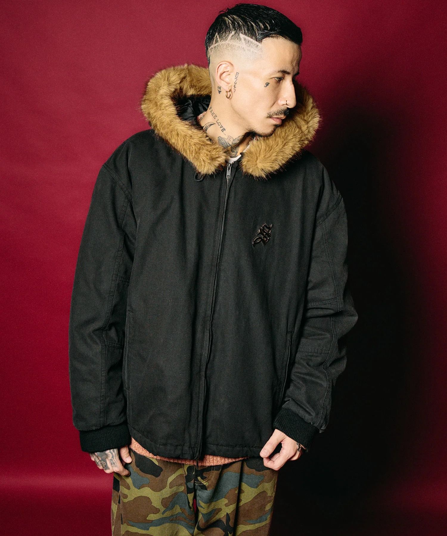Metal logo padded jacket