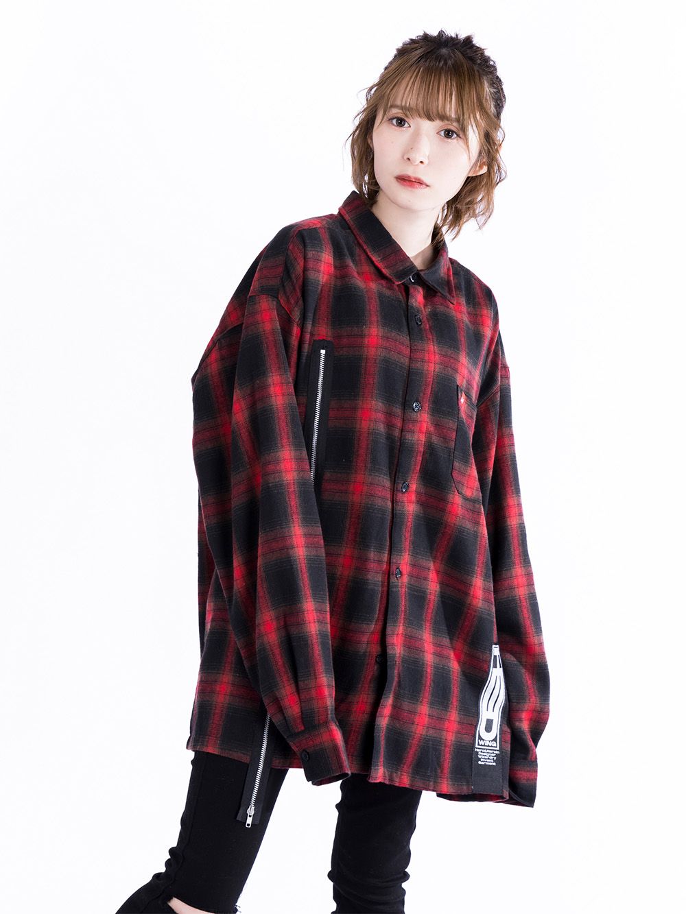 Split Zip Flannel Shirt