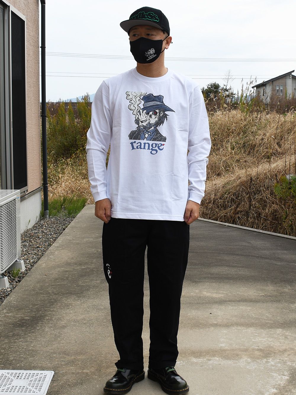 Man with a red star LS tee